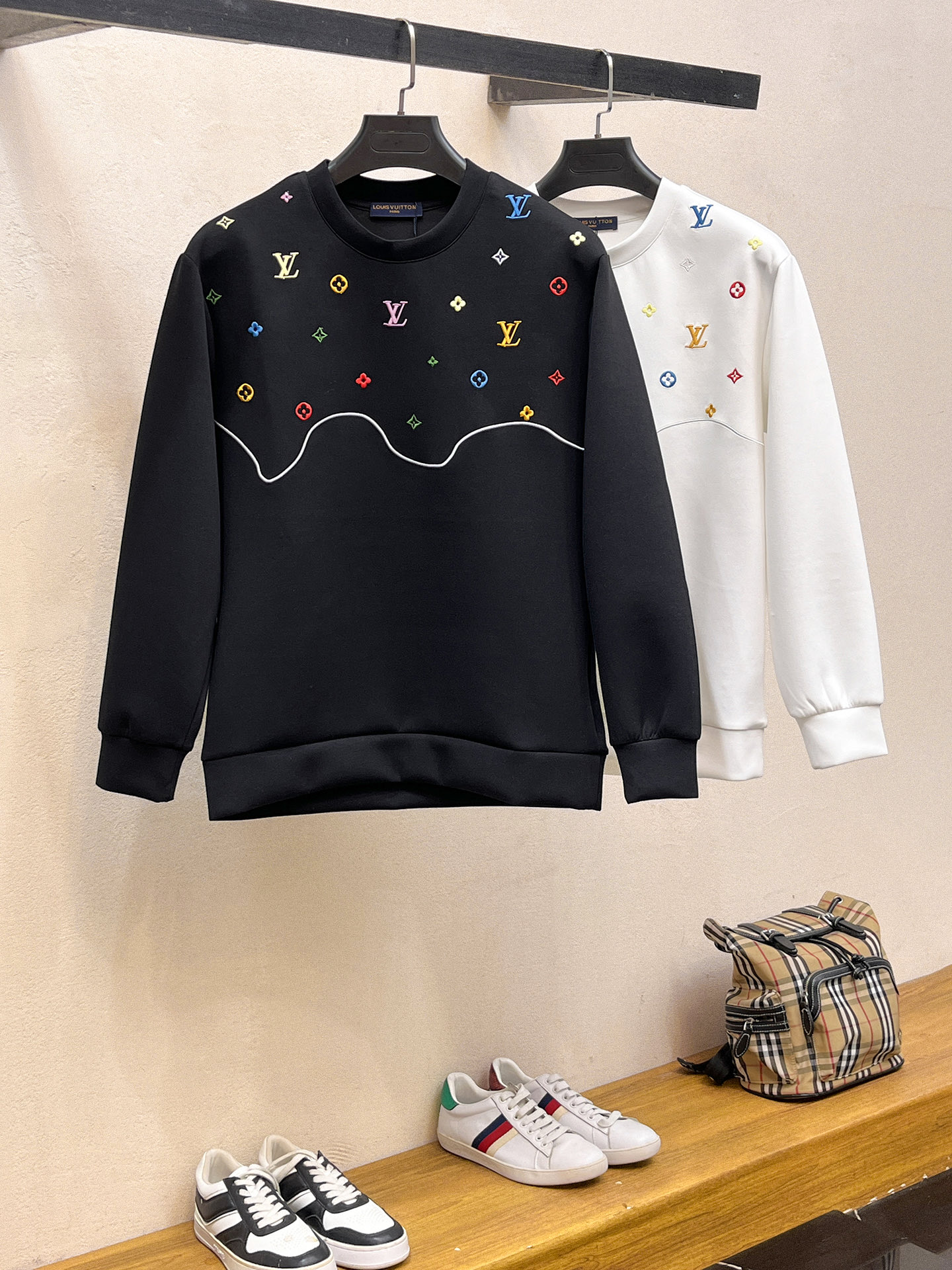 Louis Vuitton Male Hoodie Cotton Black Xs-s-m-l
