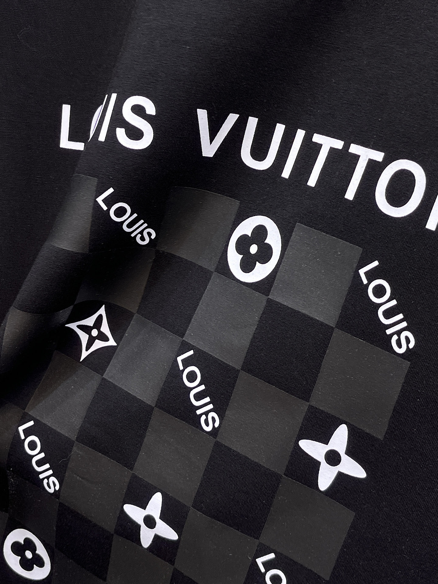 Louis Vuitton Male Hoodie Cotton Black Xs-s-m-l