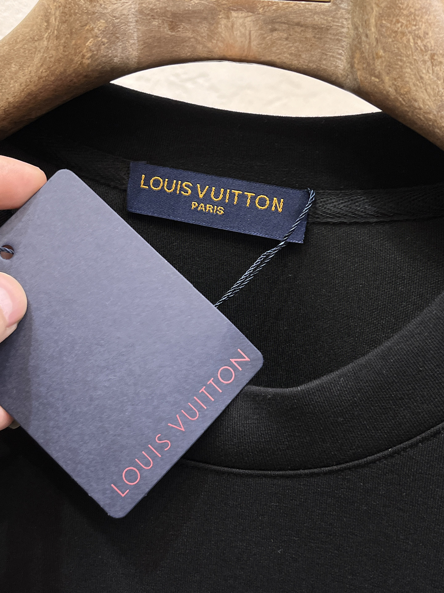 Louis Vuitton Male Hoodie Cotton Black Xs-s-m-l