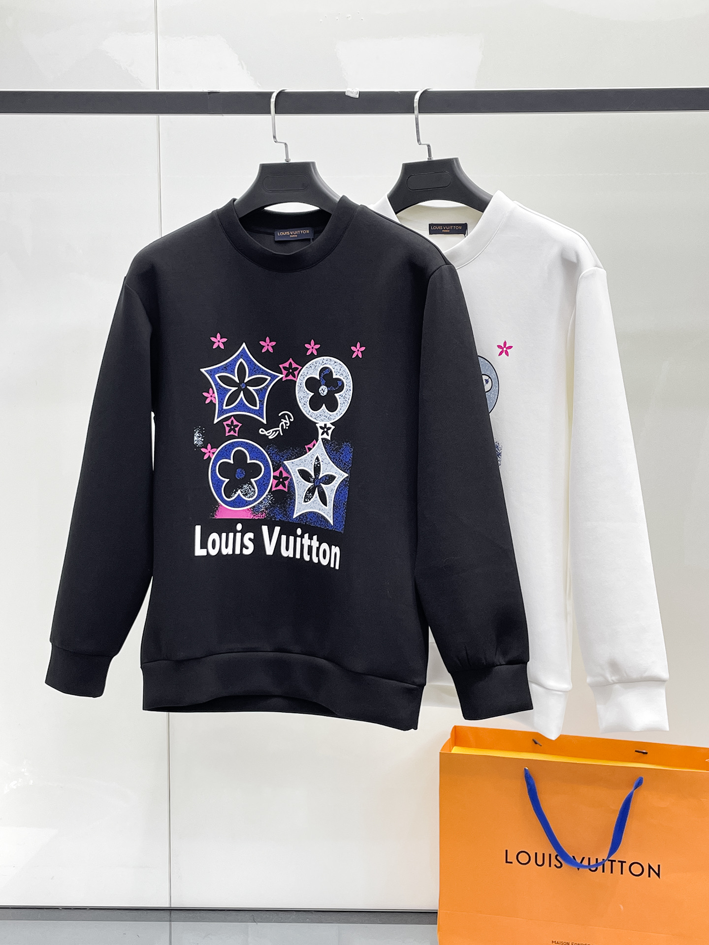 Louis Vuitton Male Hoodie Cotton Black Xs-s-m-l