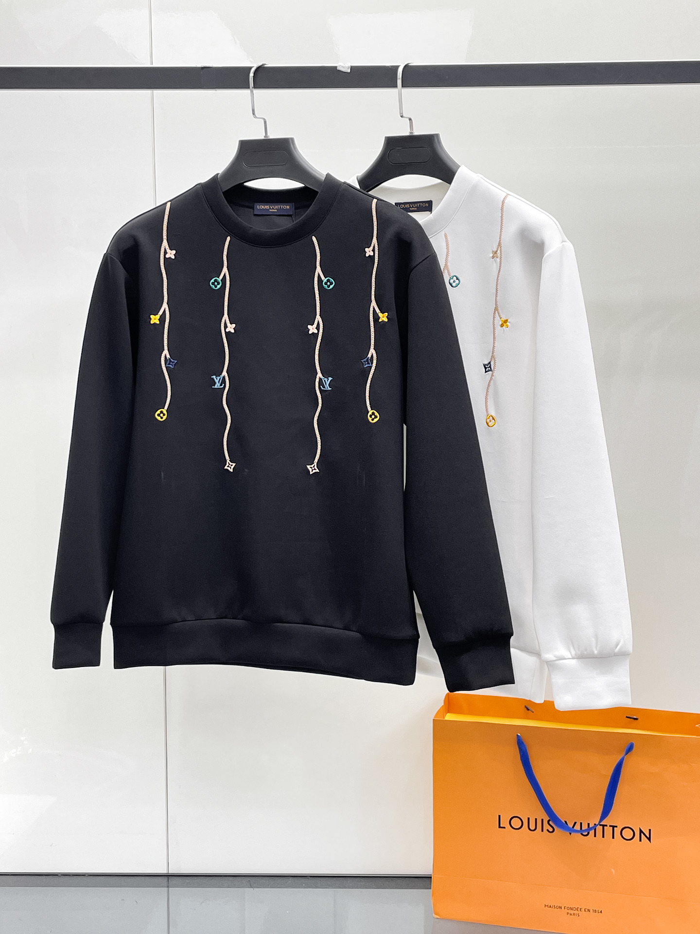 Louis Vuitton Male Hoodie Cotton Black Xs-s-m-l