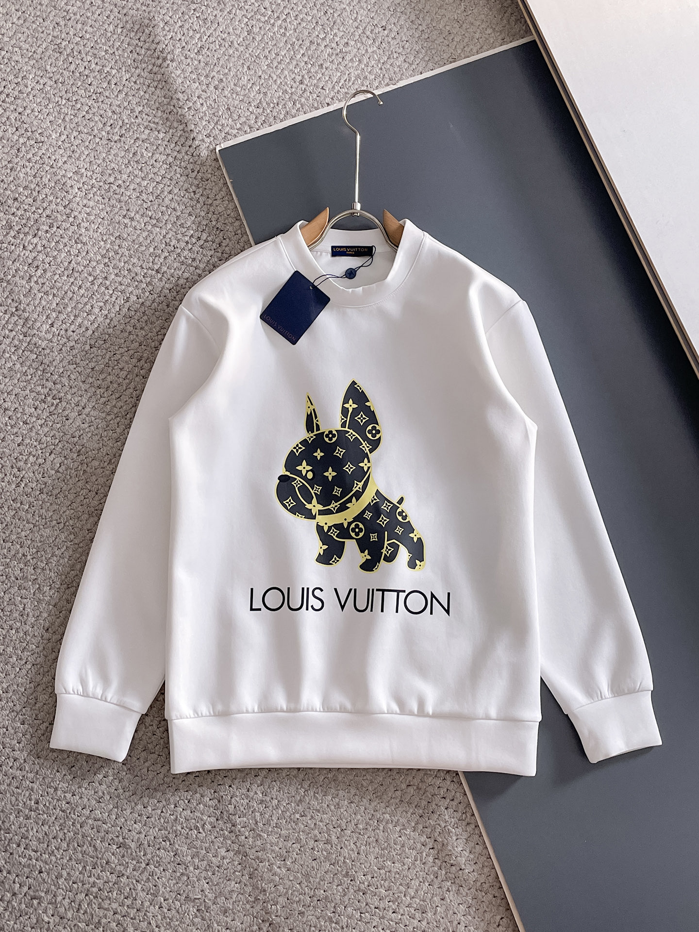Louis Vuitton Male Hoodie Cotton Black Xs-s-m-l