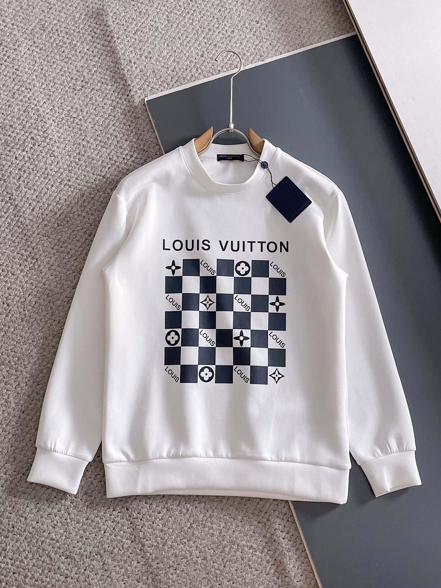 Louis Vuitton Male Hoodie Cotton Black Xs-s-m-l