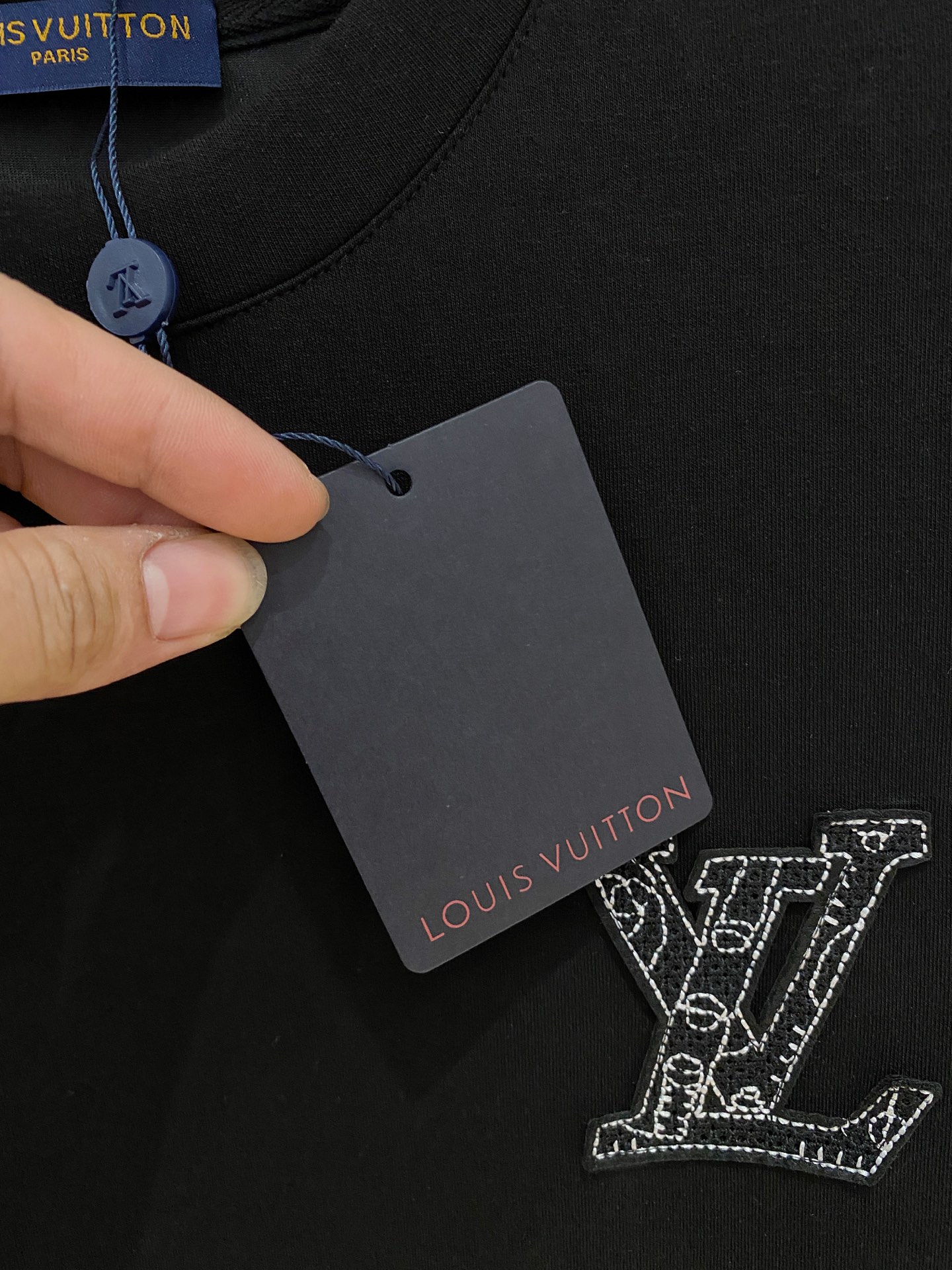 Louis Vuitton Male Hoodie Cotton Black Xs-s-m-l