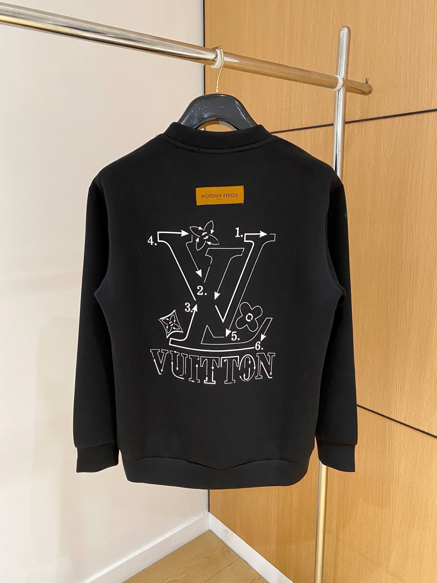 Louis Vuitton Male Hoodie Cotton Black Xs-s-m-l