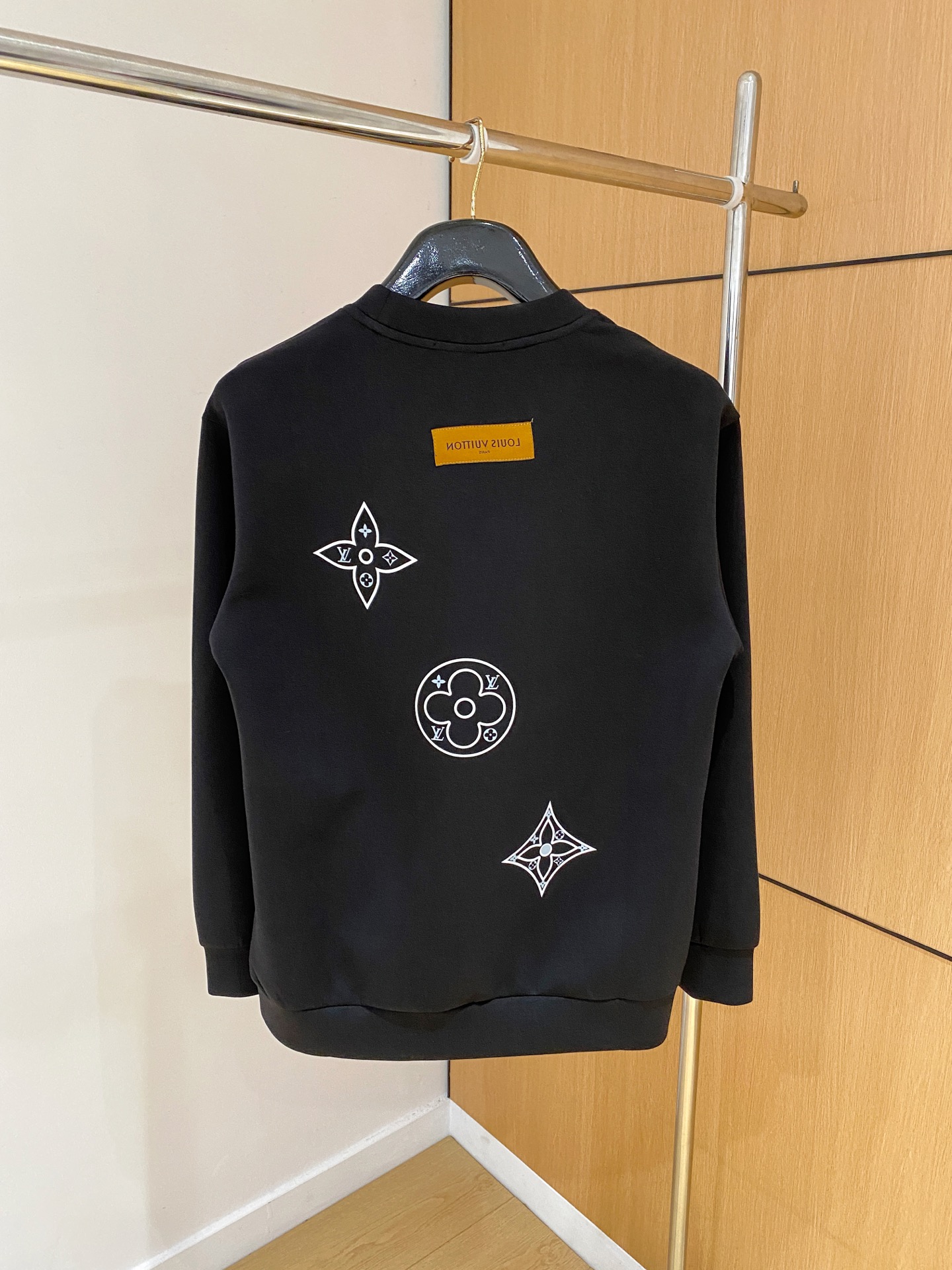 Louis Vuitton Male Hoodie Cotton Black Xs-s-m-l