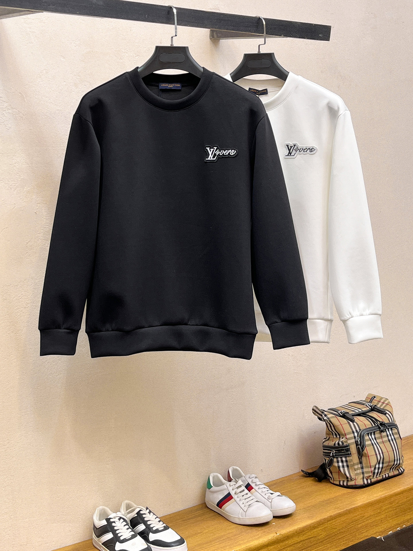 Louis Vuitton Male Hoodie Cotton Black Xs-s-m-l