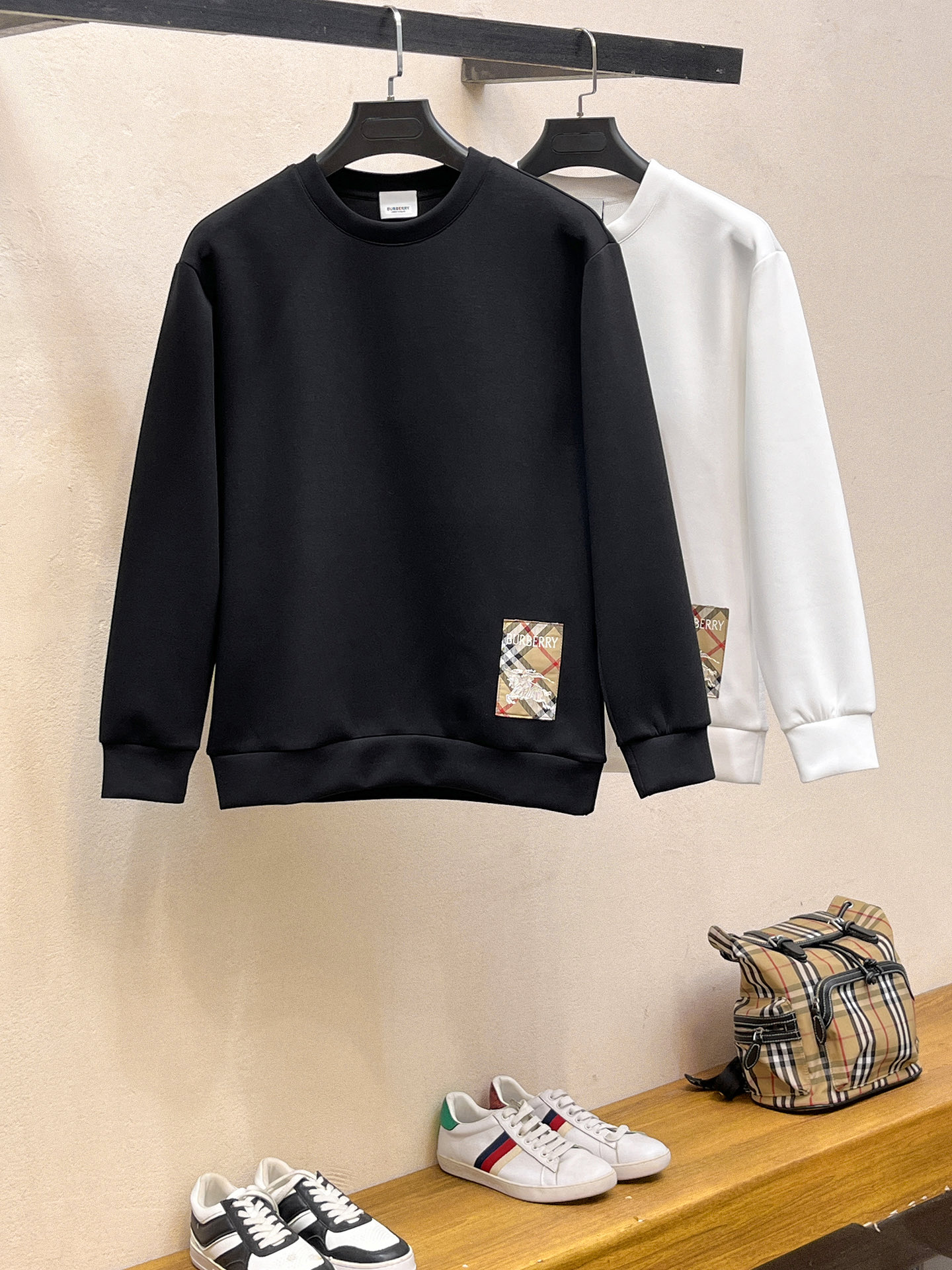 Burberry Male Hoodie Cotton Black Xs-s-m-l