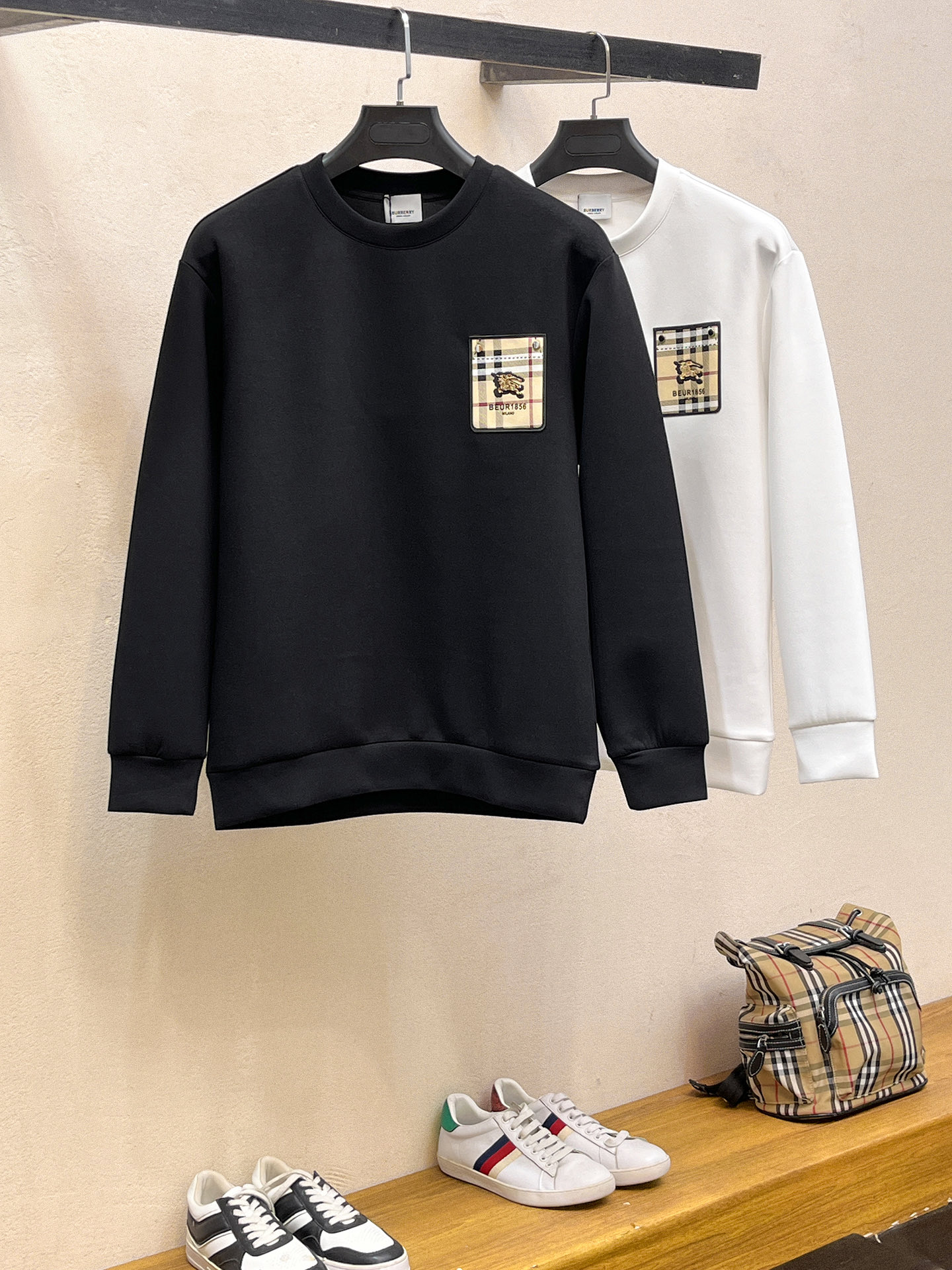 Burberry Male Hoodie Cotton Black Xs-s-m-l