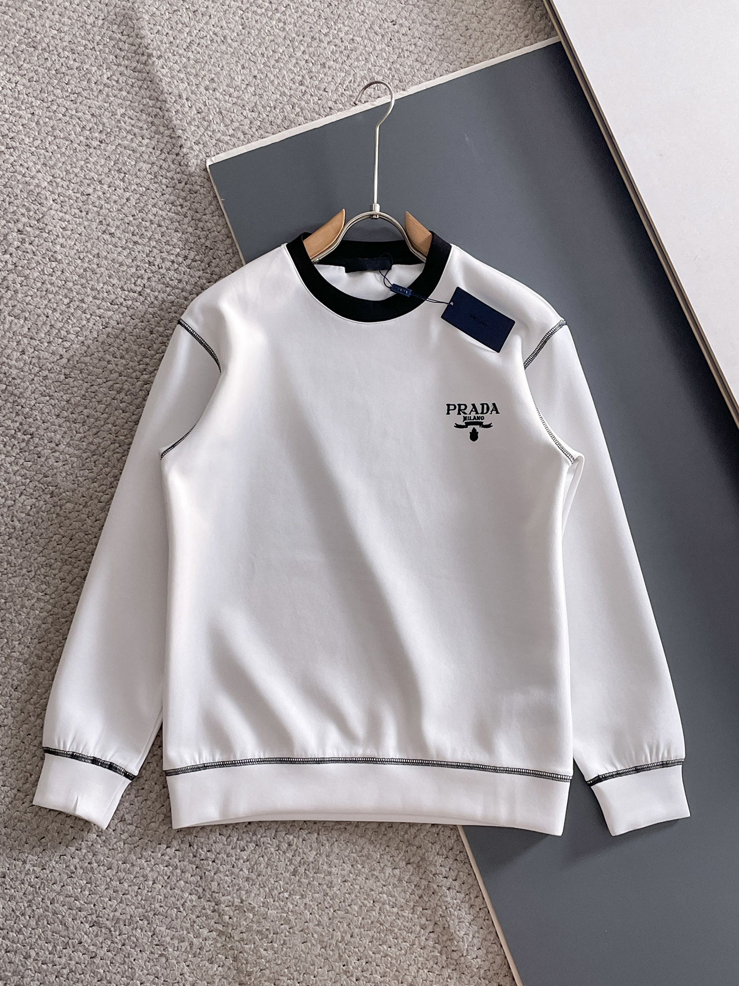 Prada Male Hoodie Cotton Black Xs-s-m-l