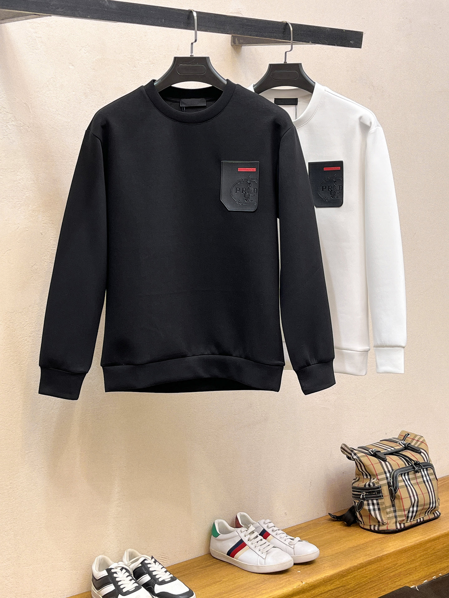 Prada Male Hoodie Cotton Black Xs-s-m-l