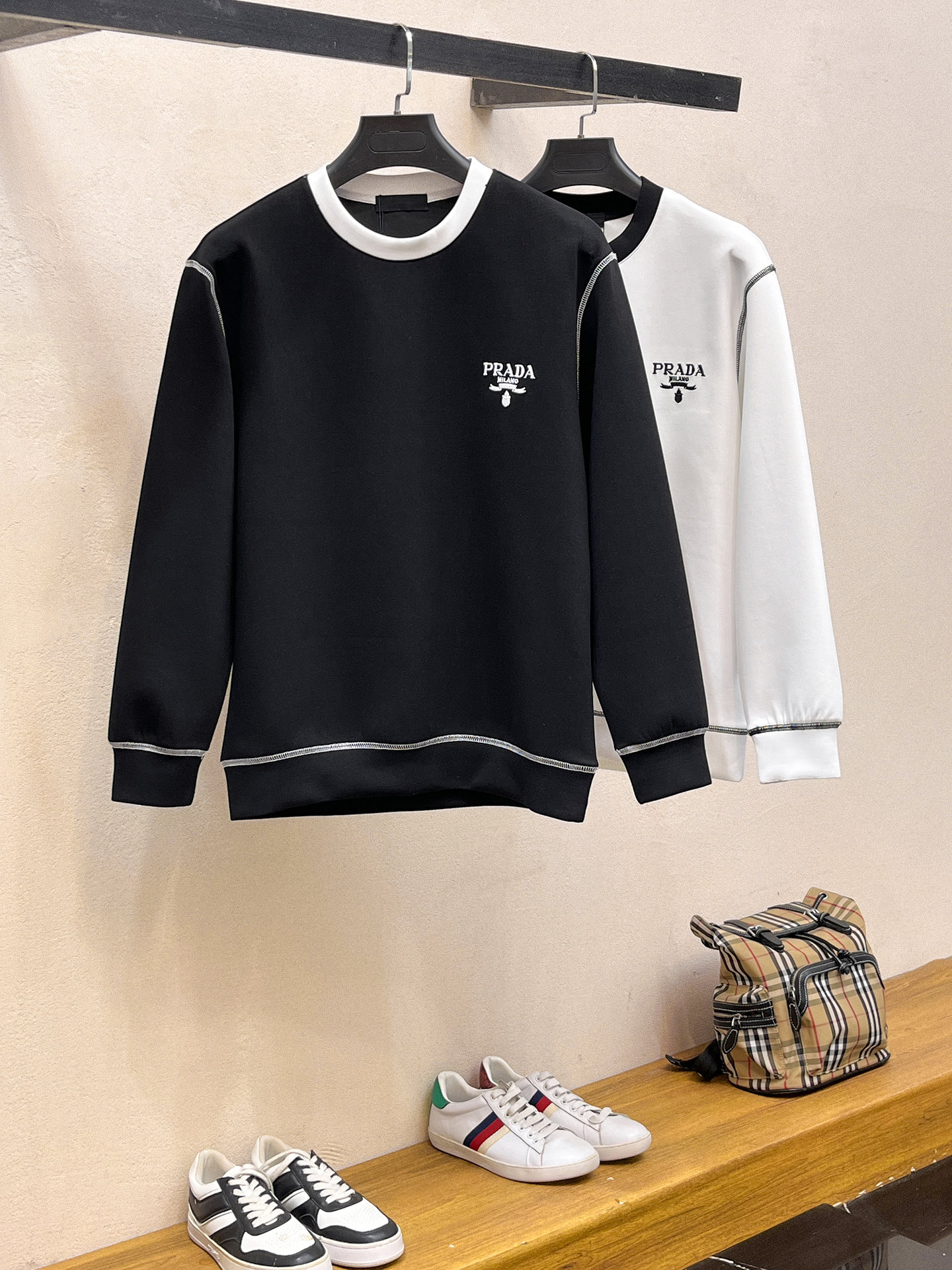Prada Male Hoodie Cotton Black Xs-s-m-l