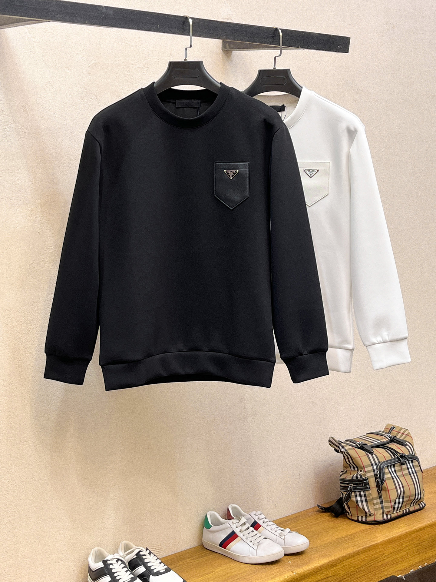 Prada Male Hoodie Cotton Black Xs-s-m-l
