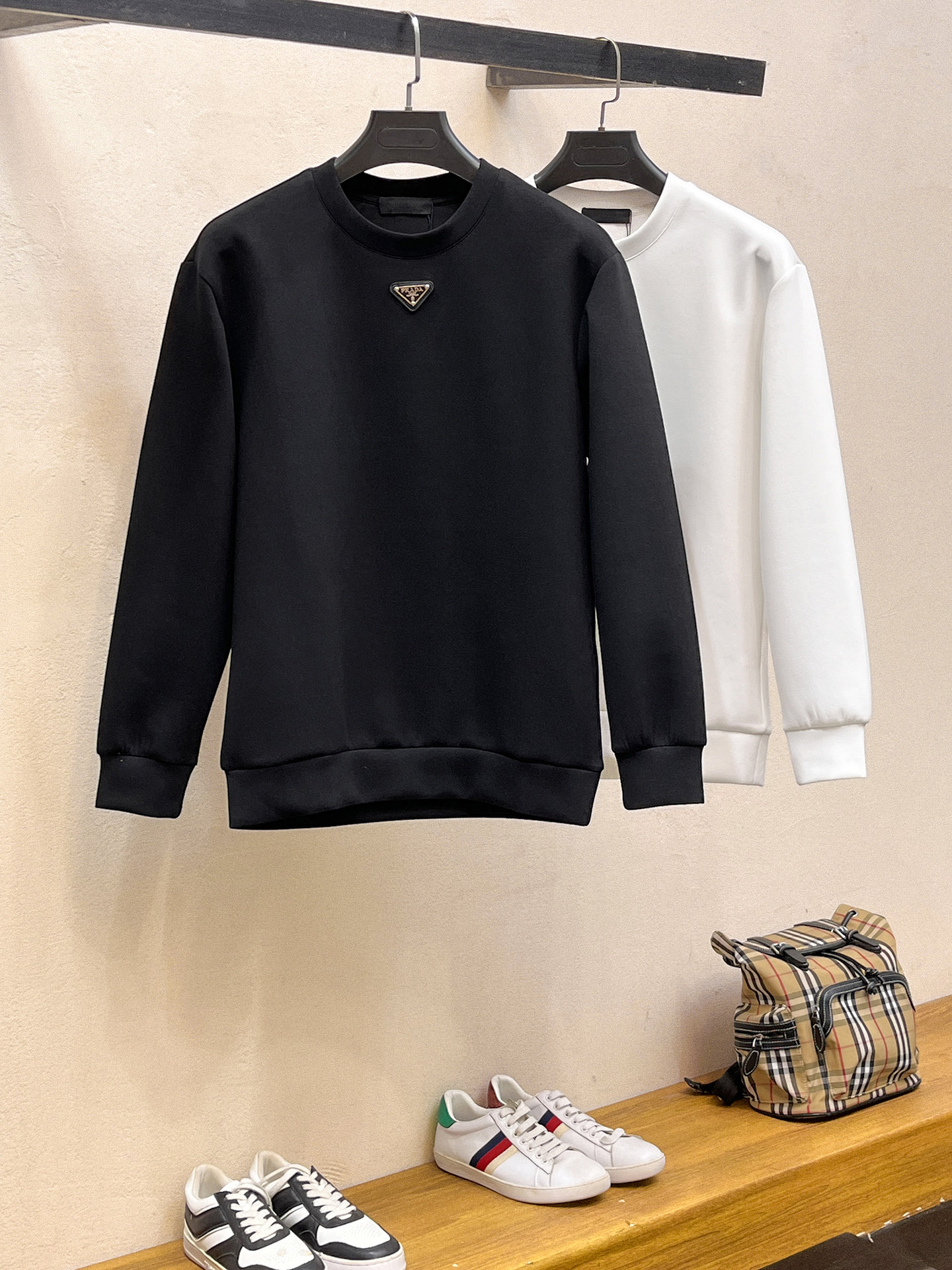 Prada Male Hoodie Cotton Black Xs-s-m-l
