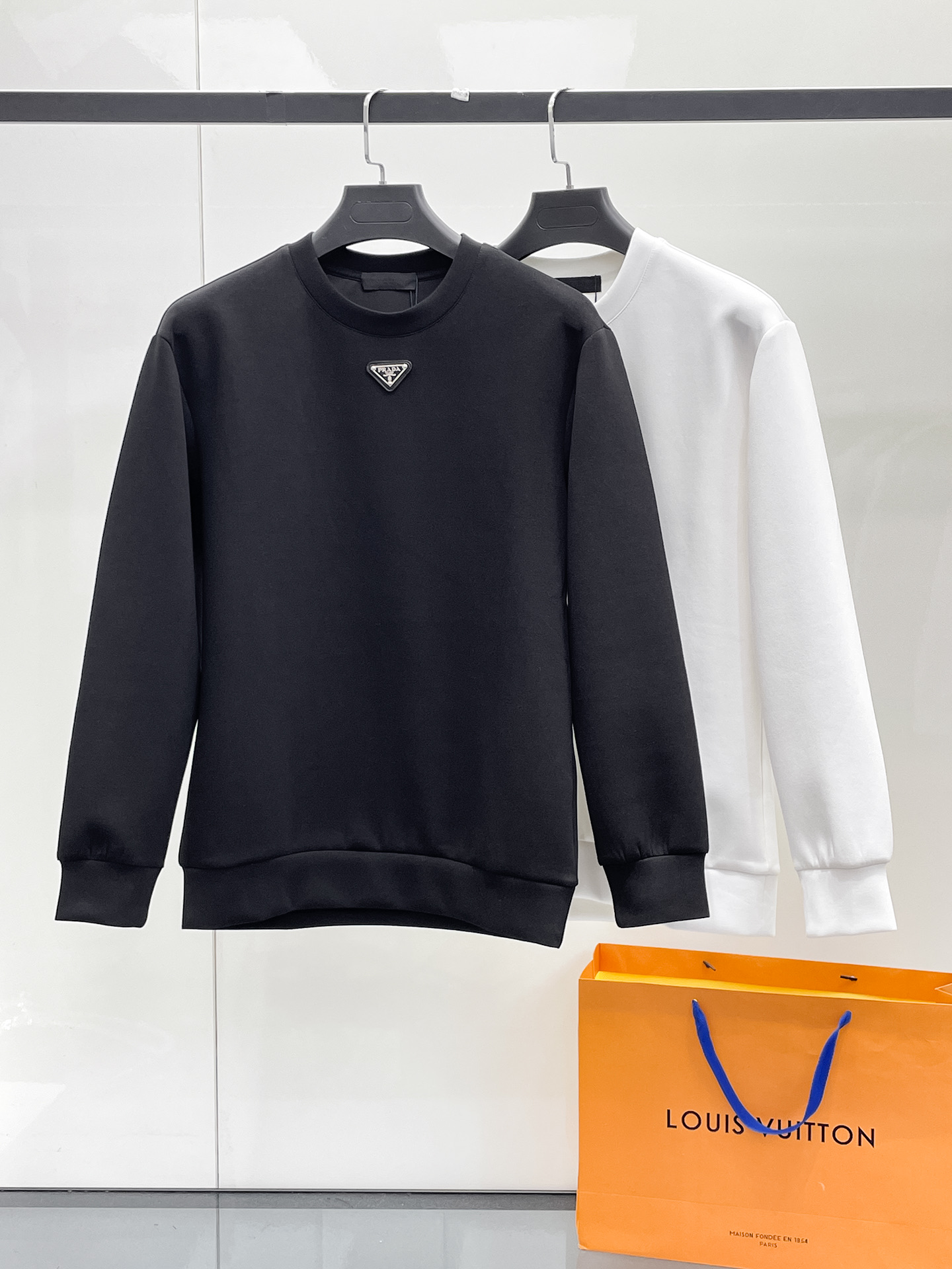 Prada Male Hoodie Cotton Black Xs-s-m-l