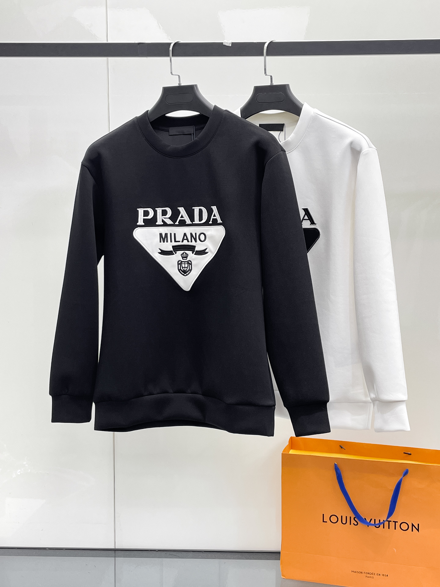 Prada Male Hoodie Cotton Black Xs-s-m-l