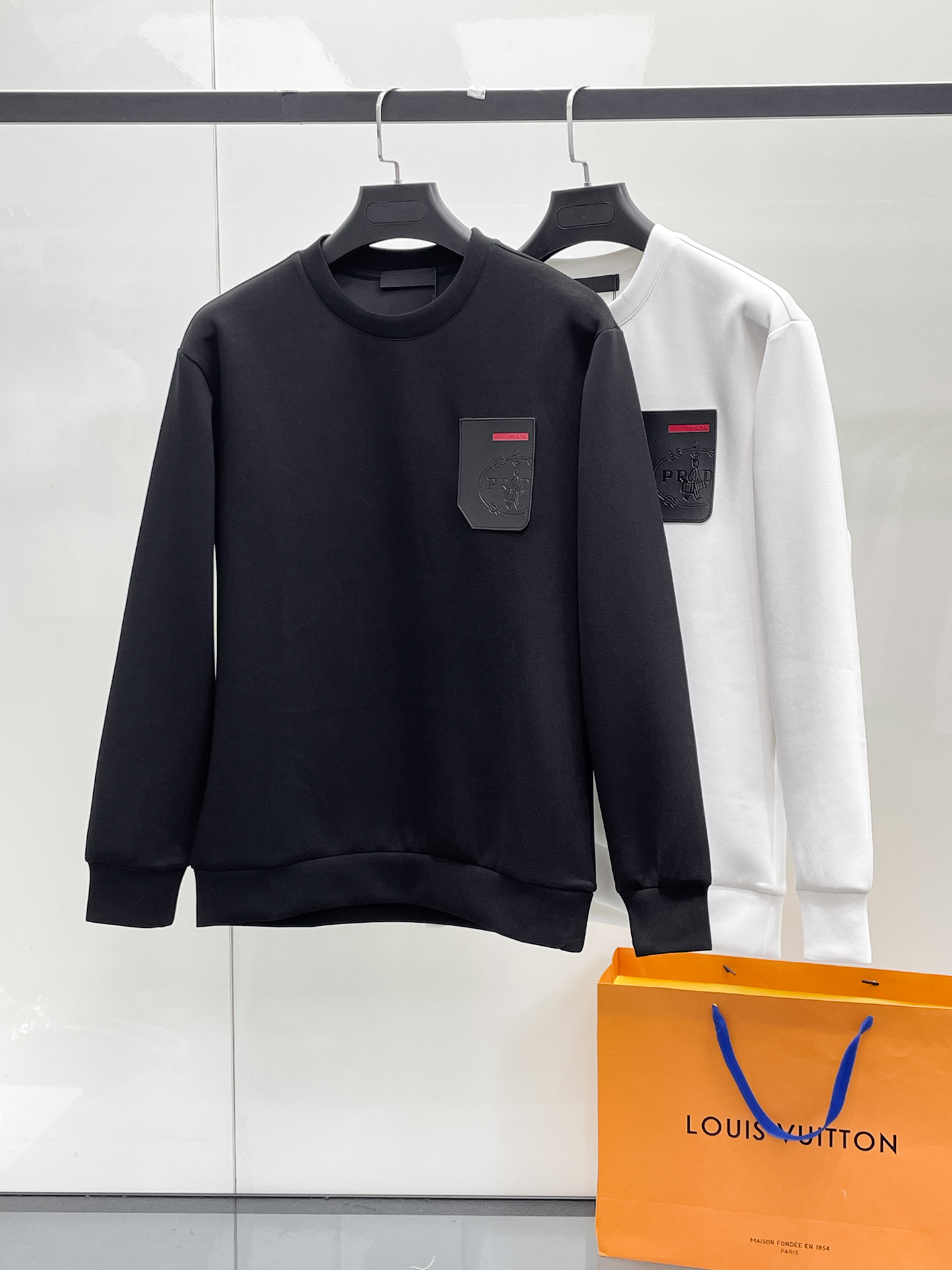 Prada Male Hoodie Cotton Black Xs-s-m-l