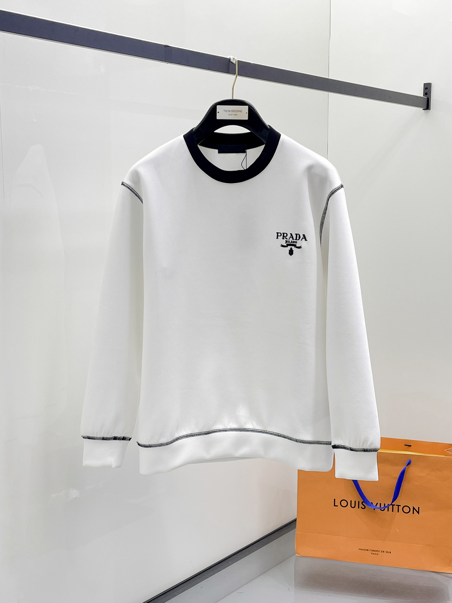 Prada Male Hoodie Cotton Black Xs-s-m-l