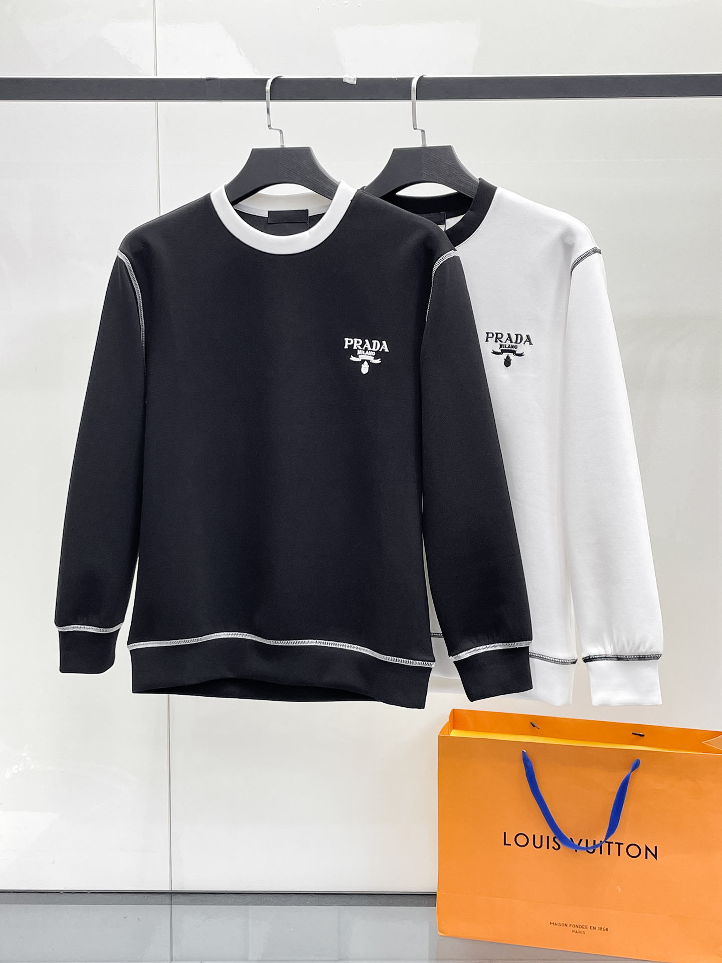 Prada Male Hoodie Cotton Black Xs-s-m-l