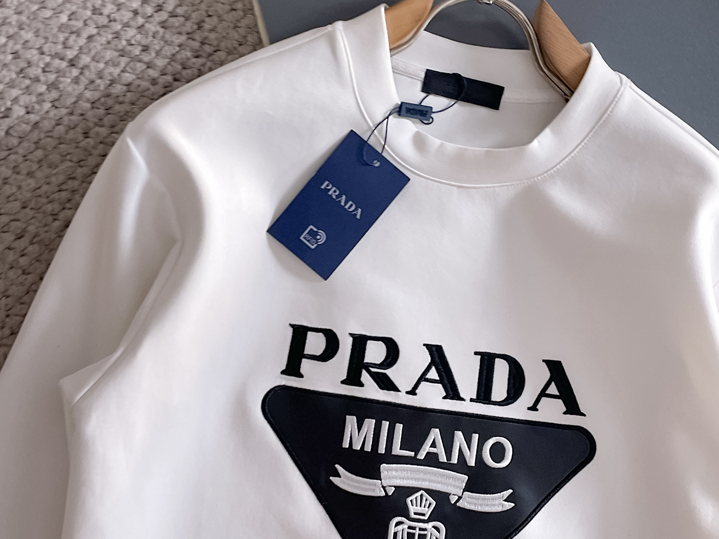 Prada Male Hoodie Cotton Black Xs-s-m-l
