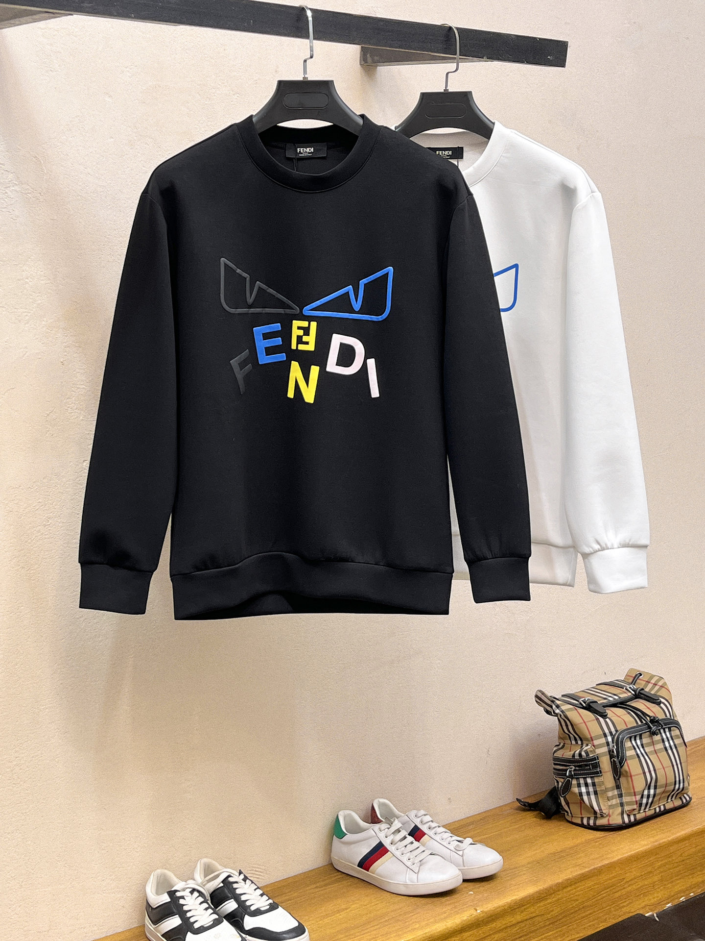 Fendi Male Hoodie Cotton Black Xs-s-m-l