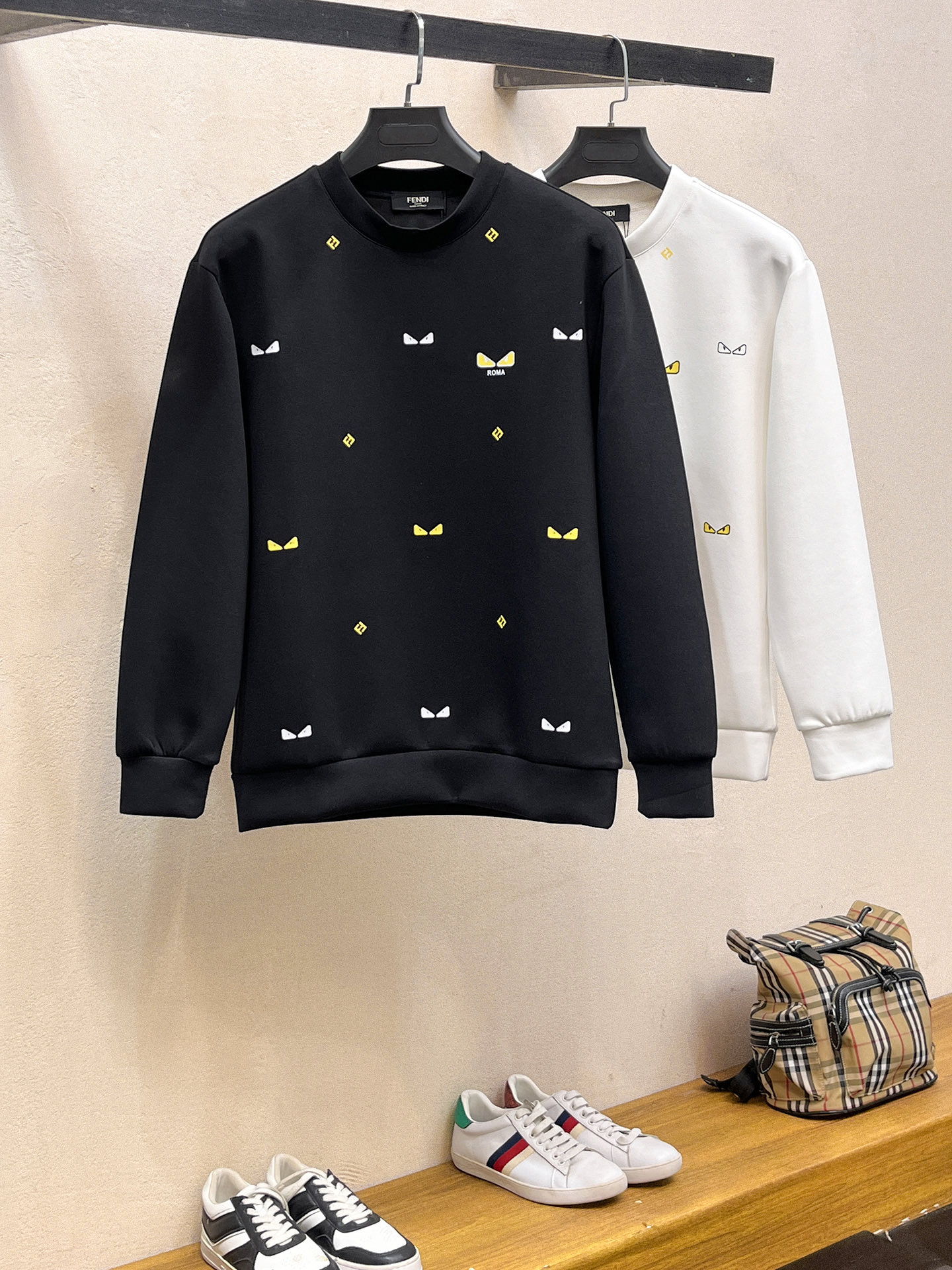 Fendi Male Hoodie Cotton Black Xs-s-m-l