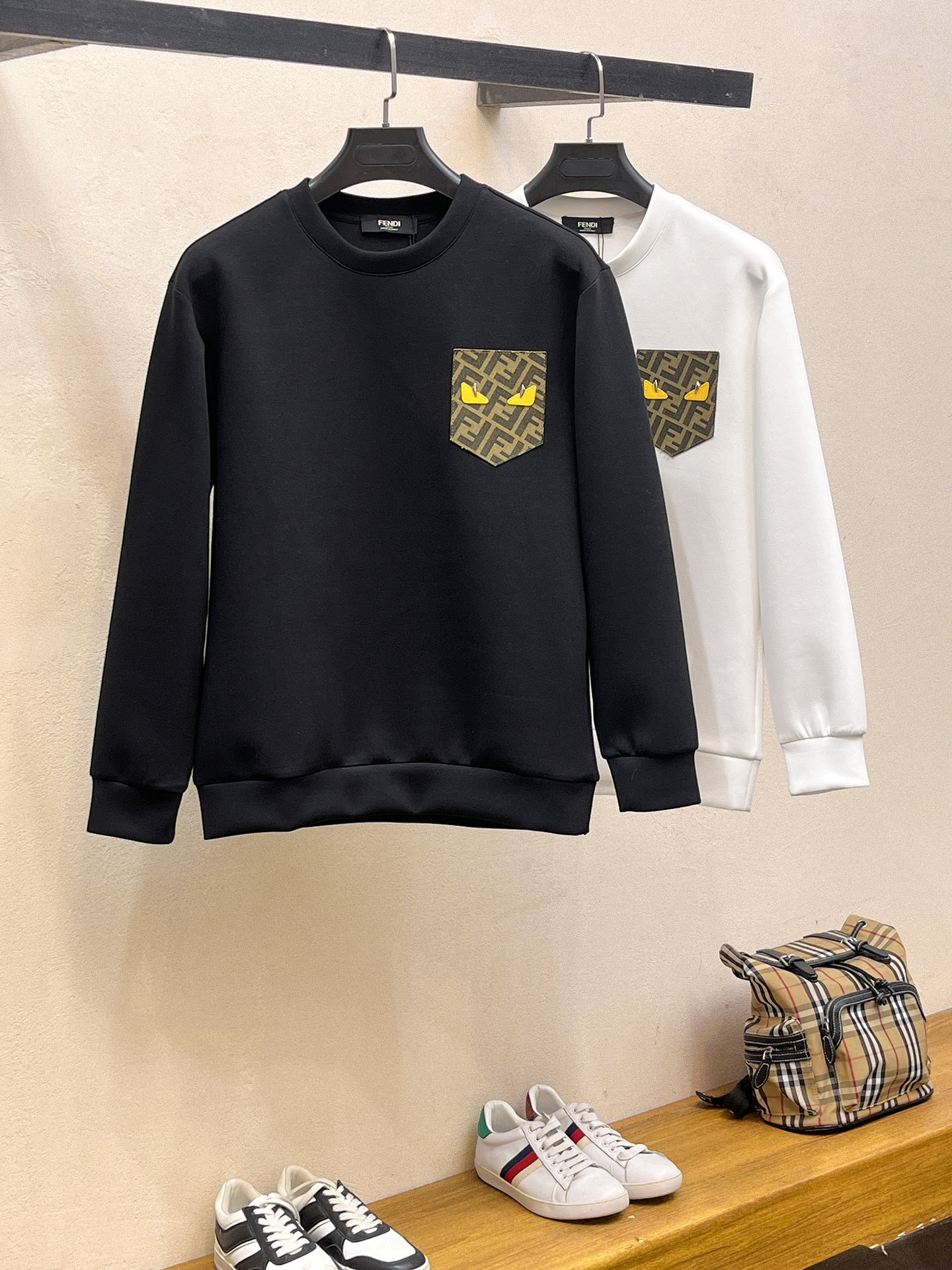 Fendi Male Hoodie Cotton Black Xs-s-m-l