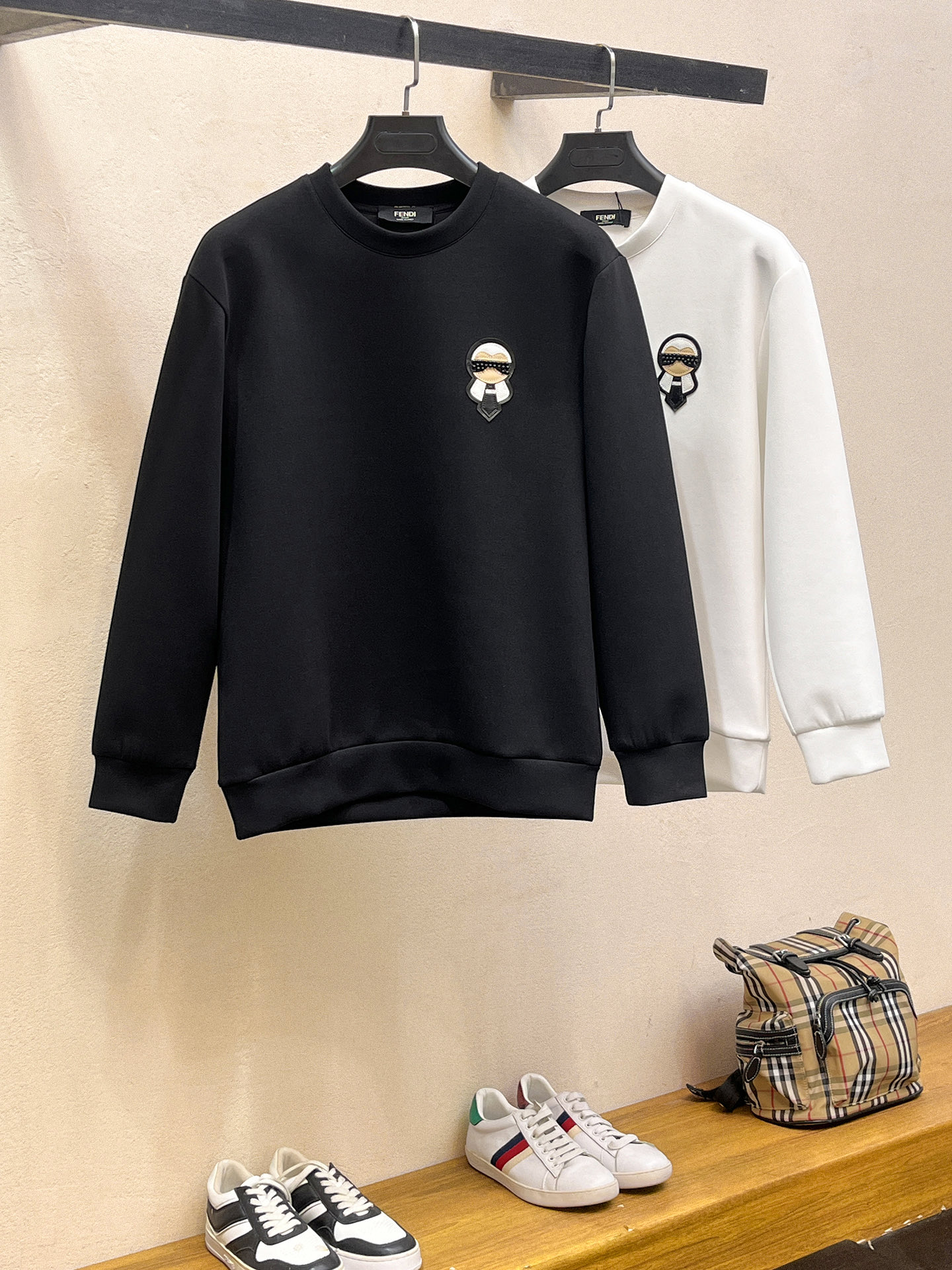 Fendi Male Hoodie Cotton Black Xs-s-m-l