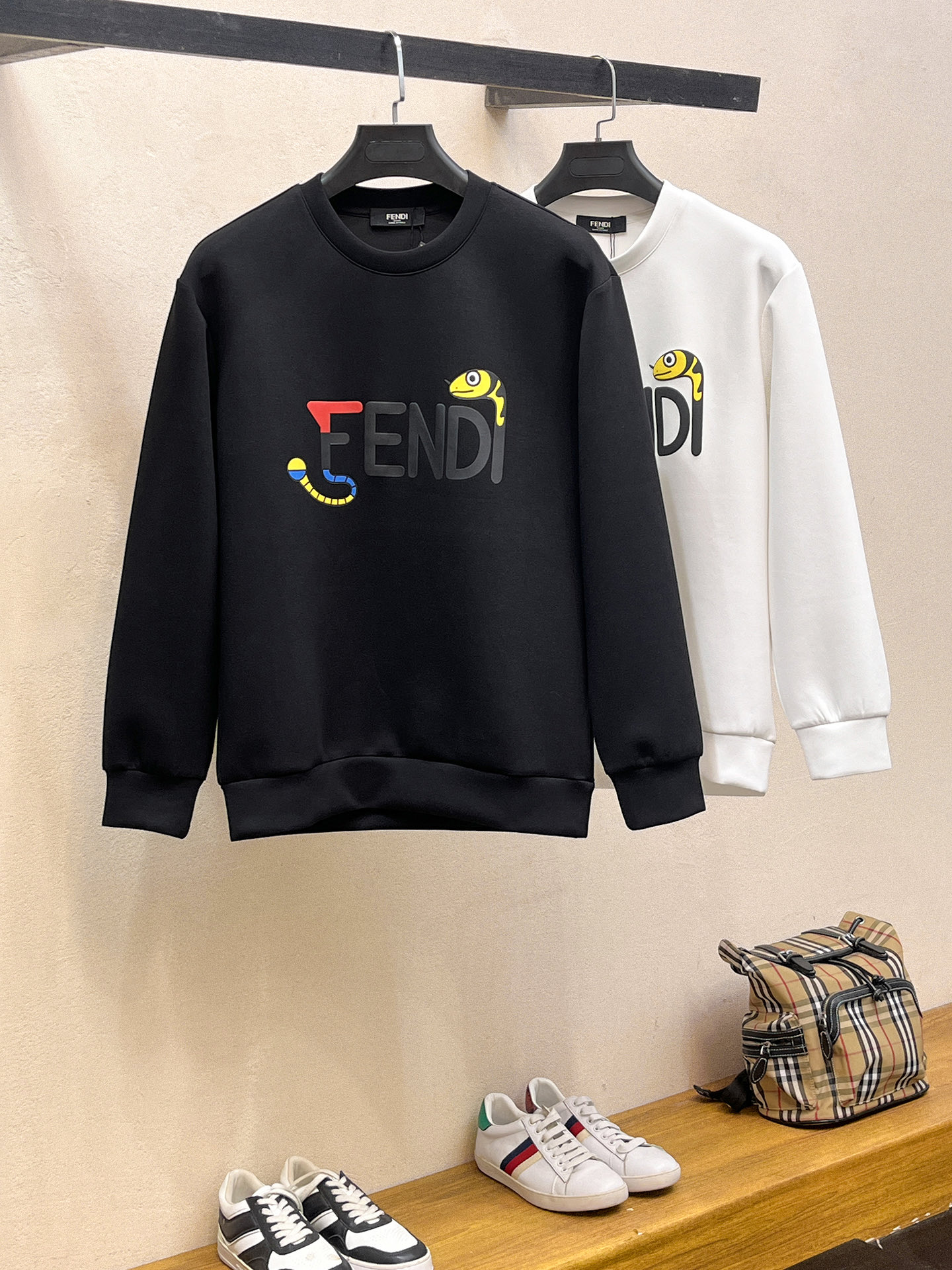 Fendi Male Hoodie Cotton Black Xs-s-m-l