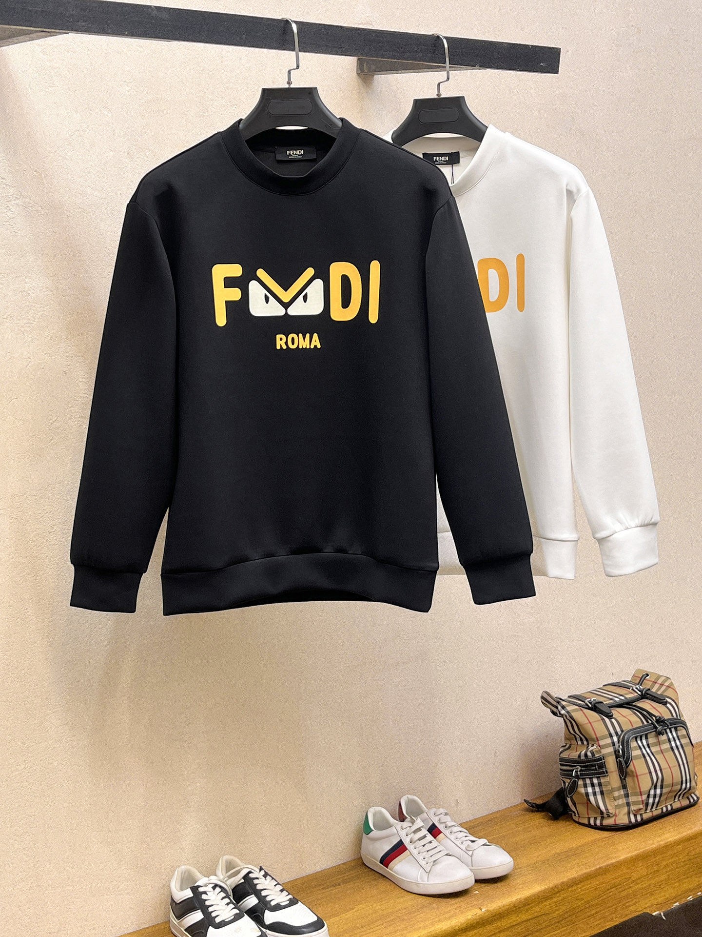 Fendi Male Hoodie Cotton Black Xs-s-m-l