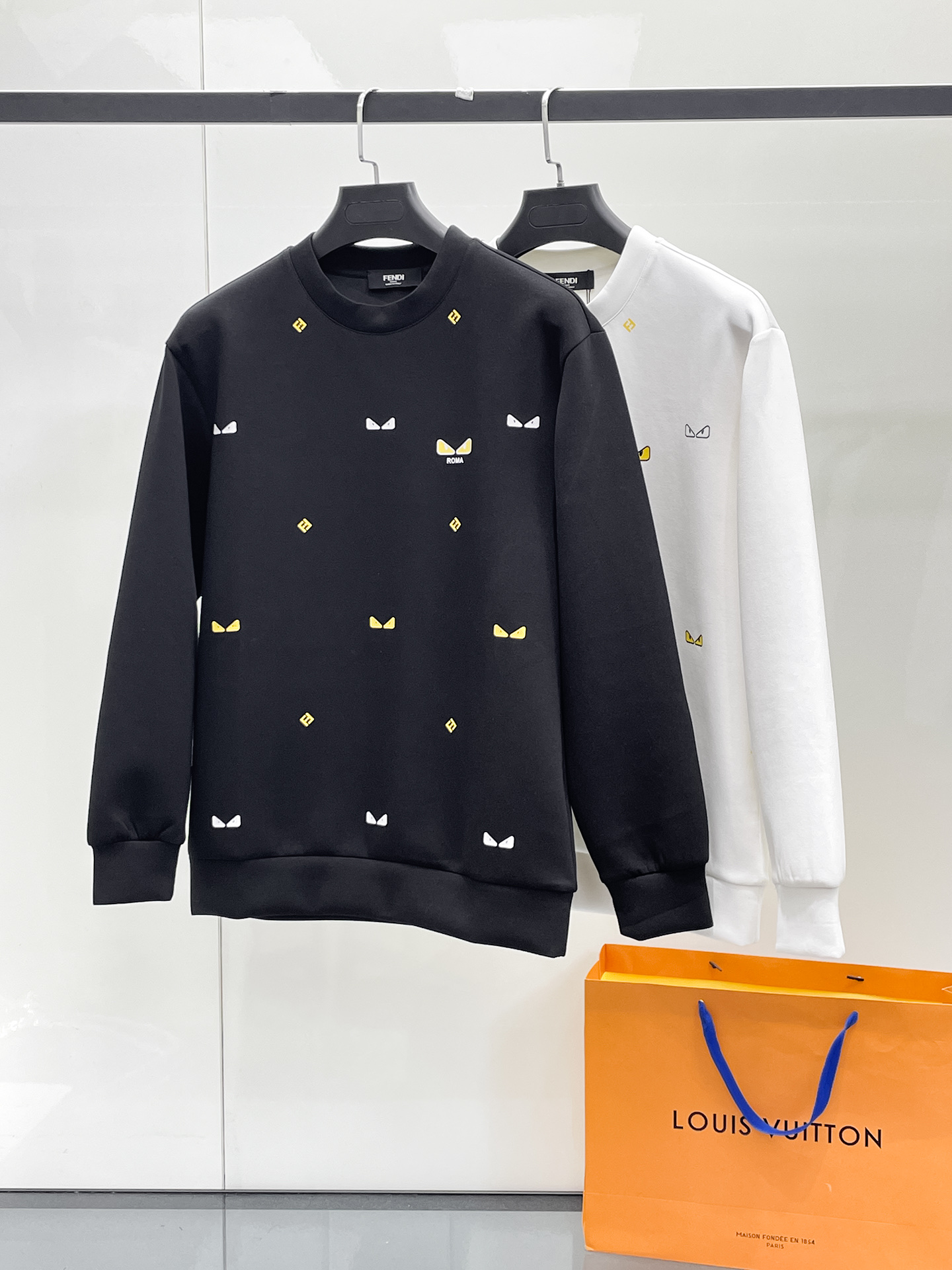 Fendi Male Hoodie Cotton Black Xs-s-m-l