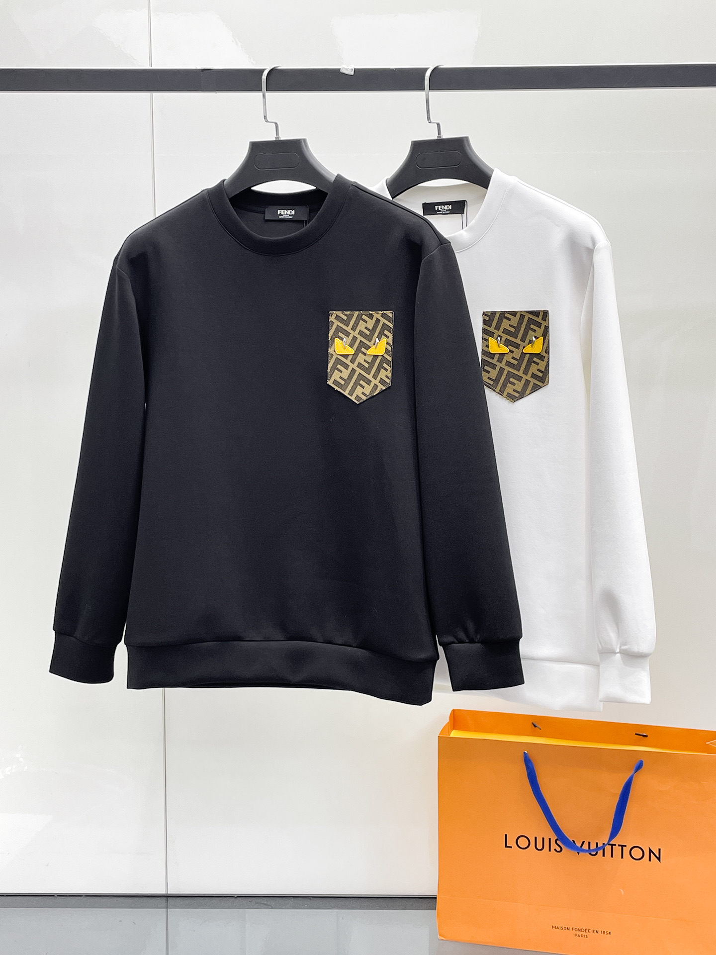 Fendi Male Hoodie Cotton Black Xs-s-m-l