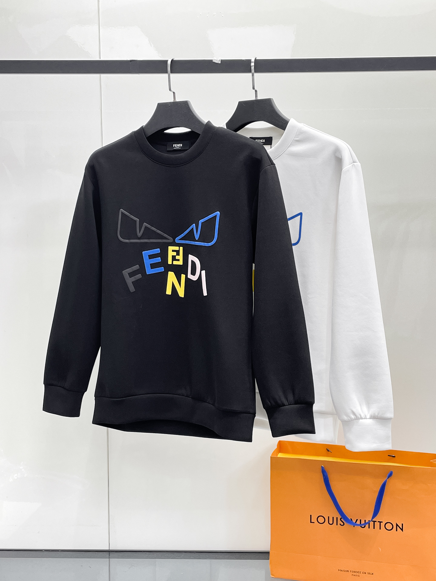 Fendi Male Hoodie Cotton Black Xs-s-m-l