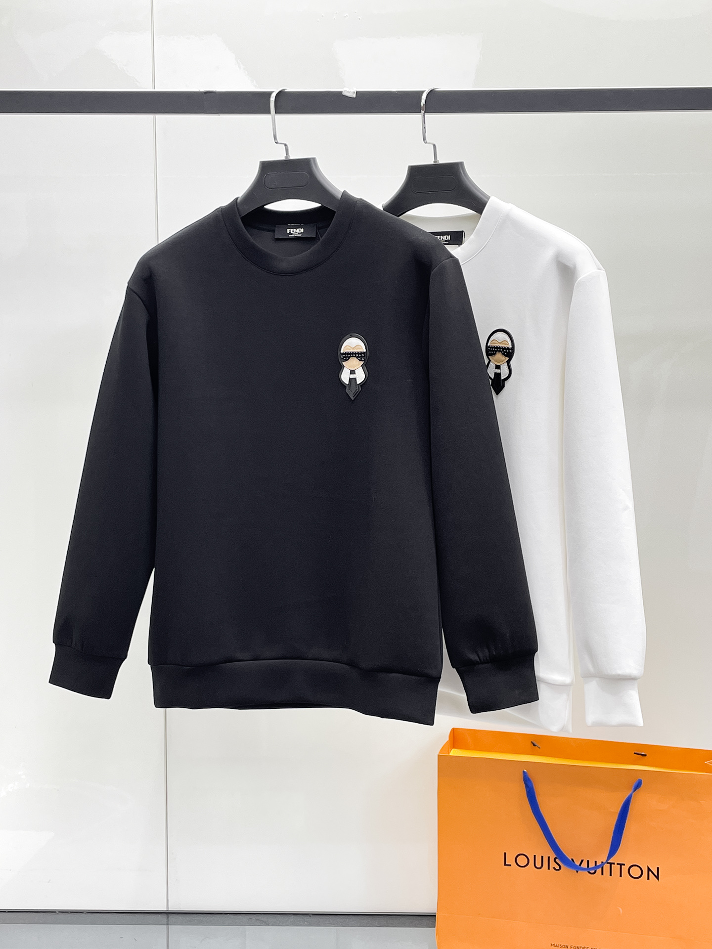 Fendi Male Hoodie Cotton Black Xs-s-m-l