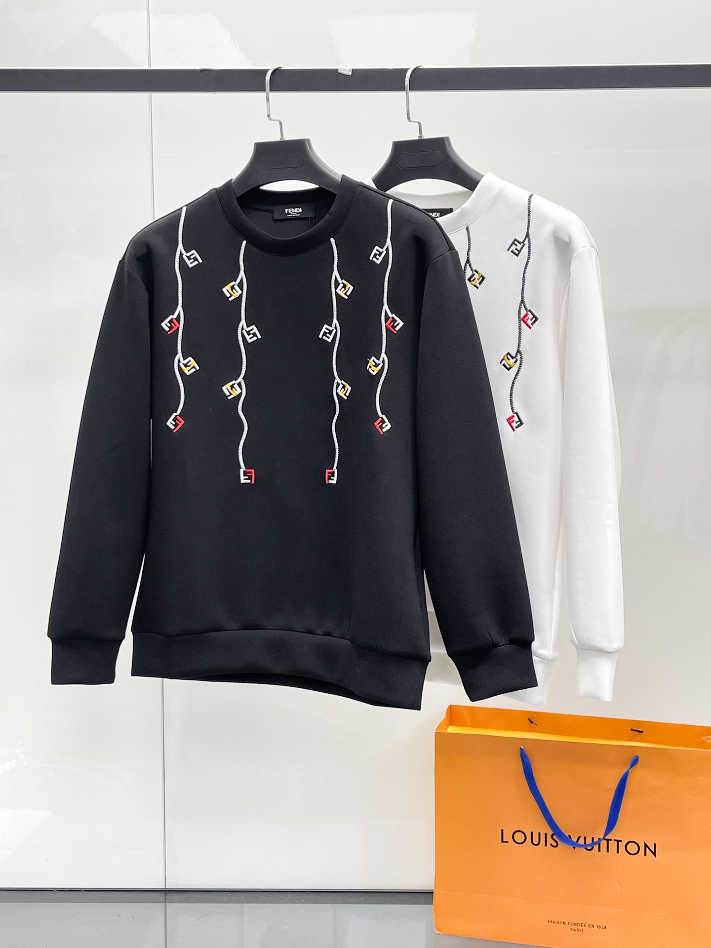 Fendi Male Hoodie Cotton Black Xs-s-m-l
