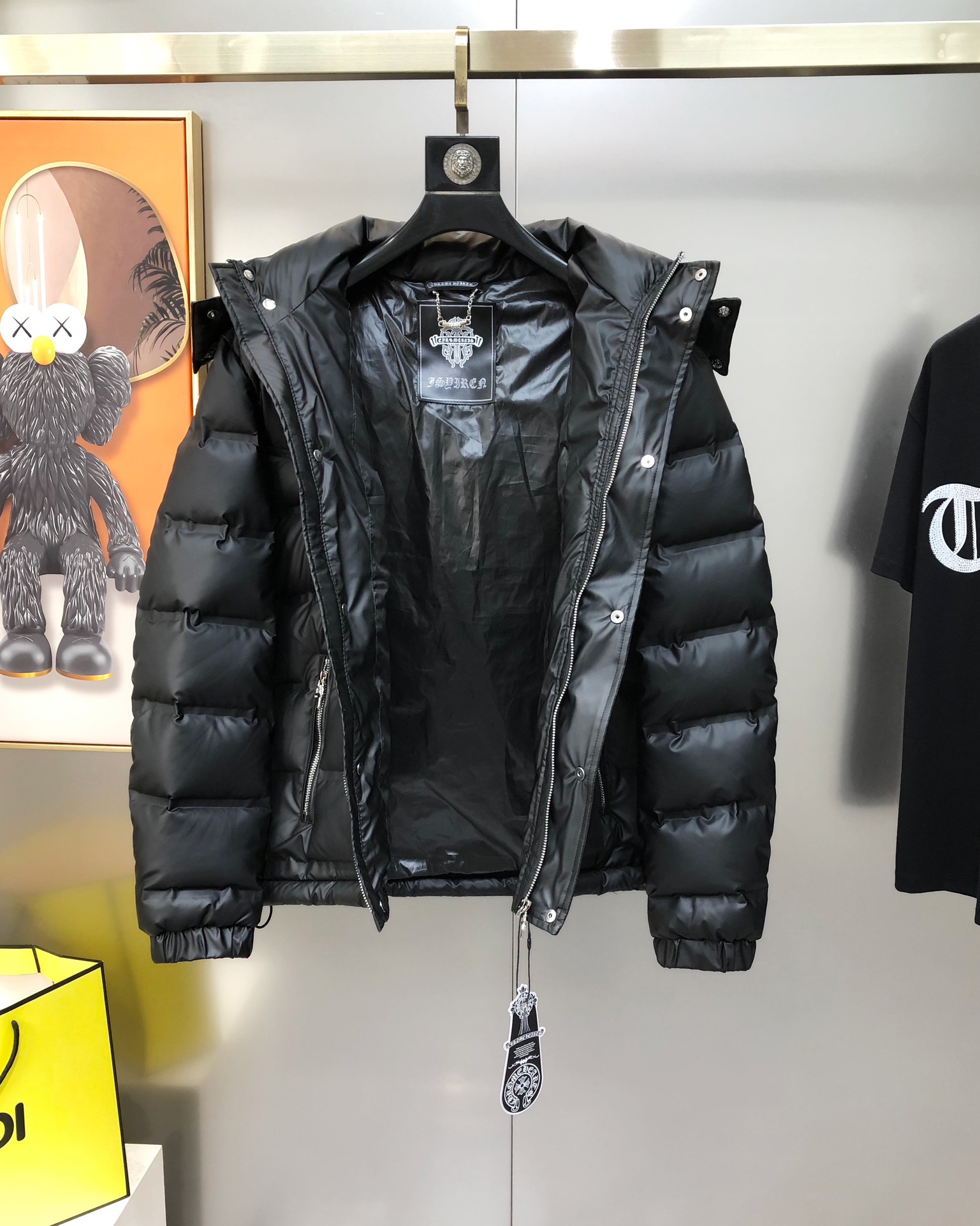 Chrome Hearts Male Down Jacket White Duck Down Black Hooded M-l-xl