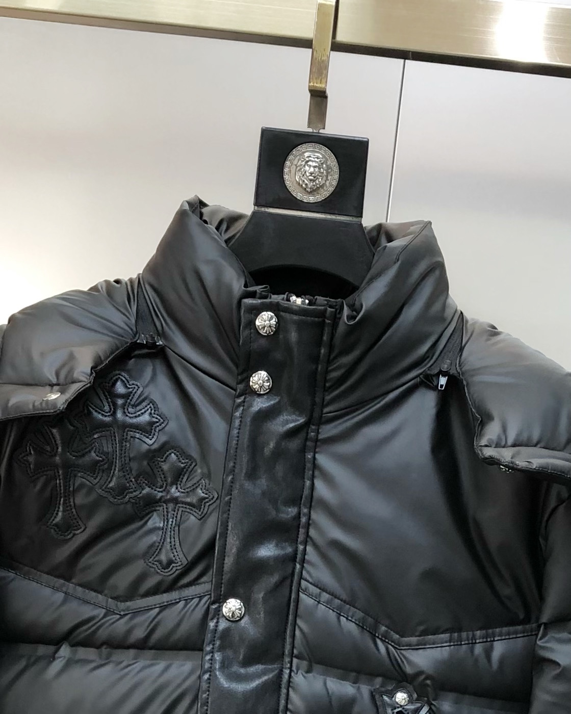 Chrome Hearts Male Down Jacket White Duck Down Black Hooded M-l-xl
