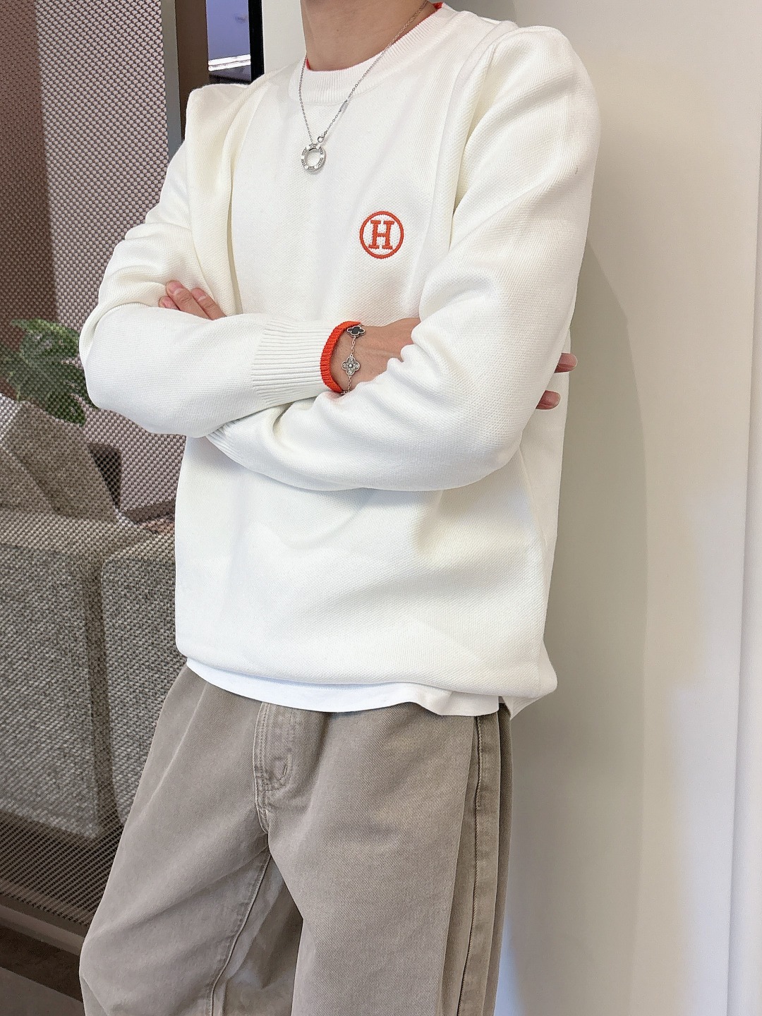 Hermès Basic Clothing Wool Printed M-l-xxxl