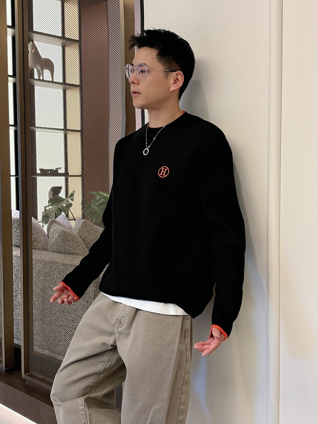 Hermès Basic Clothing Wool Printed M-l-xxxl