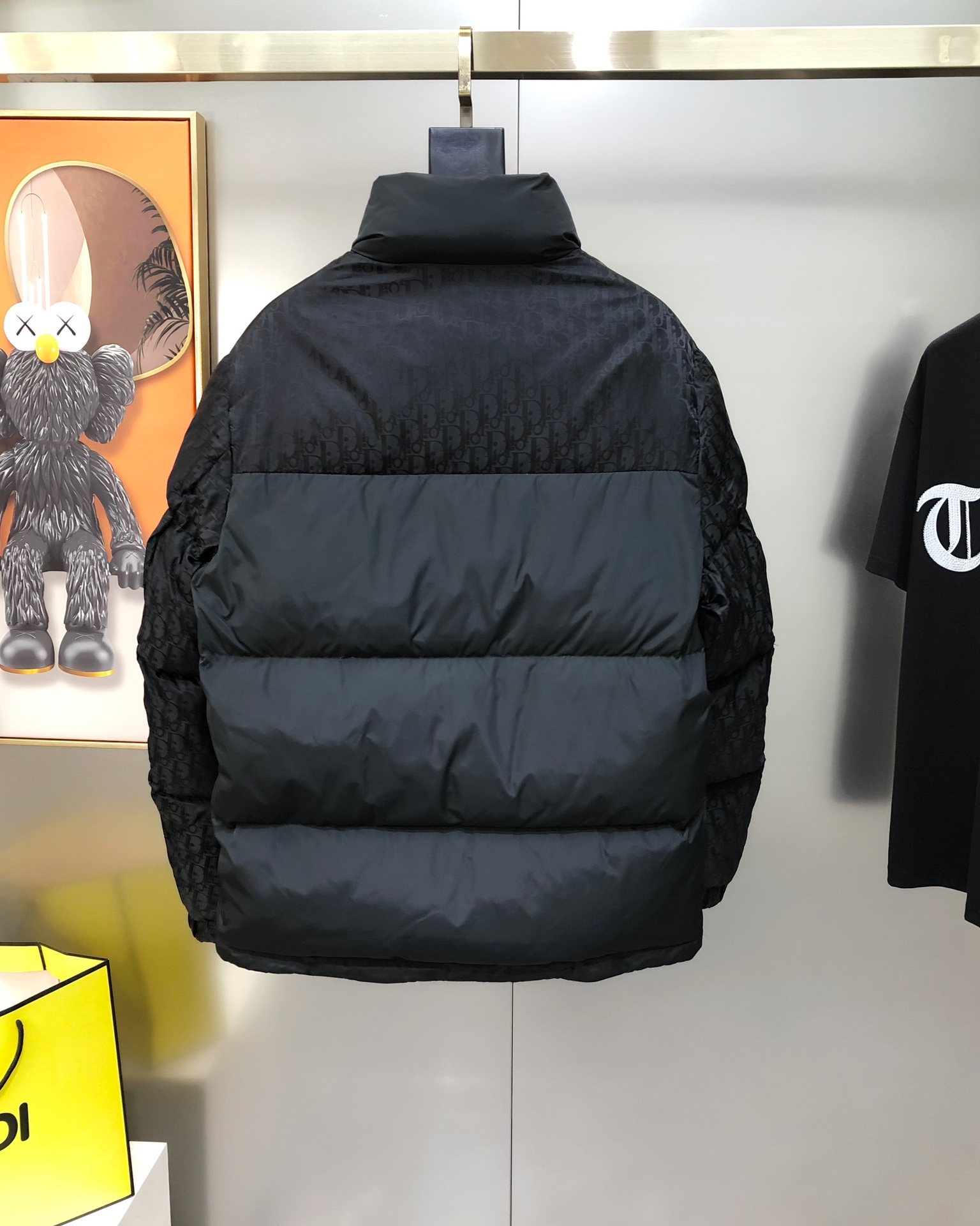 Dior Male Down Jacket White Duck Down Black Printed M-l-xl