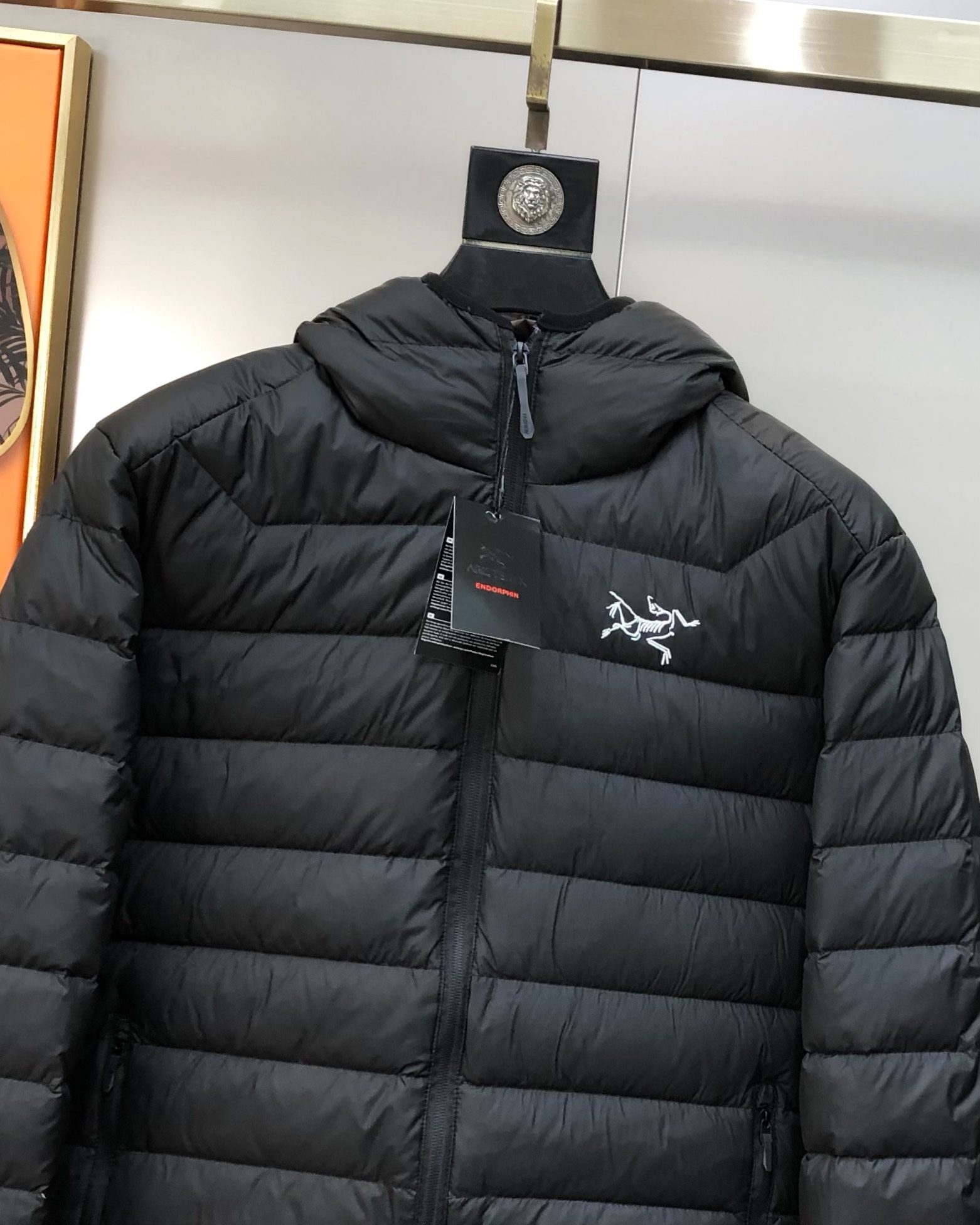 Arcteryx Male Down Jacket White Duck Down Black Hooded M-l-xl