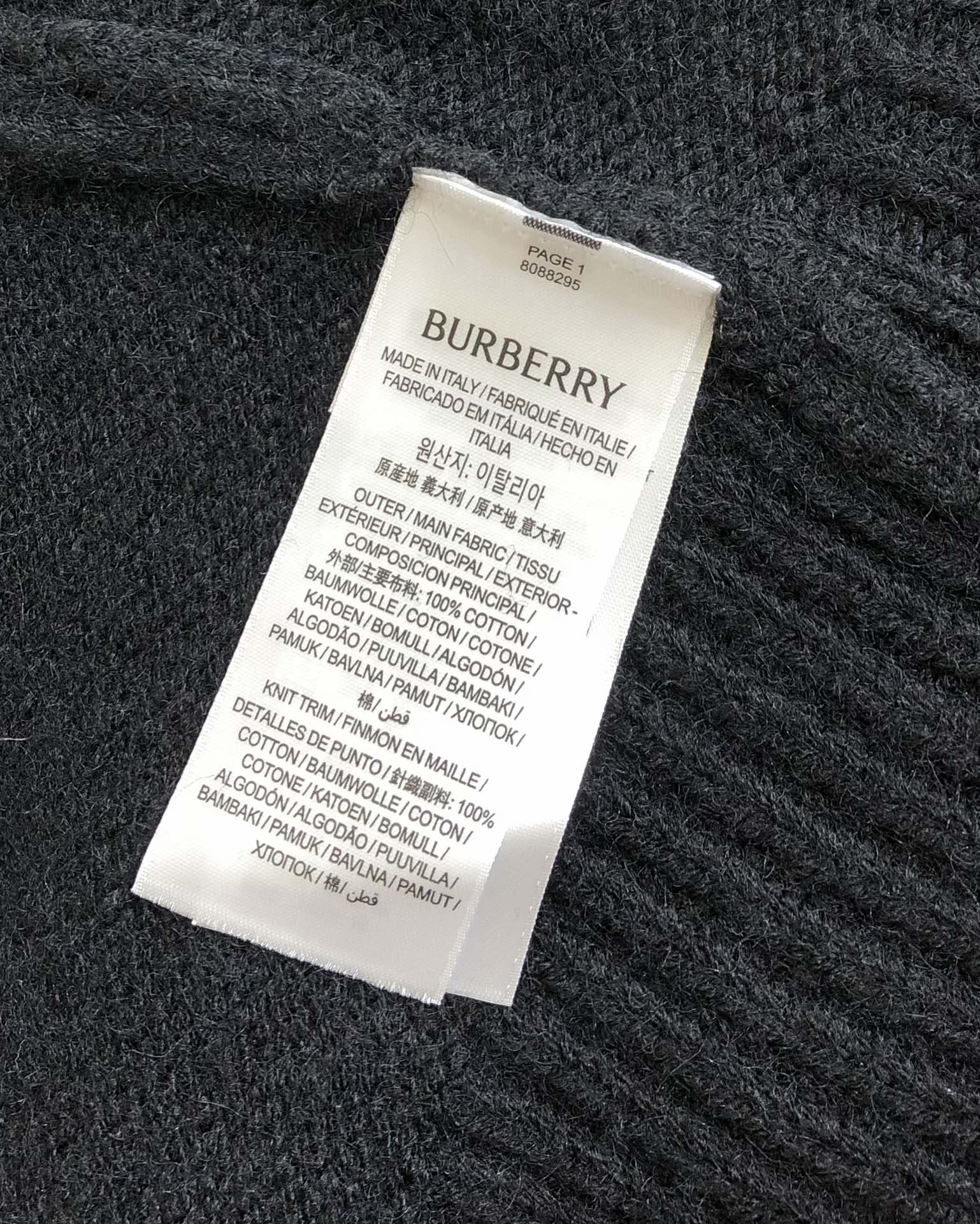 Burberry Male Basic Clothing Cotton Black S-l-xl