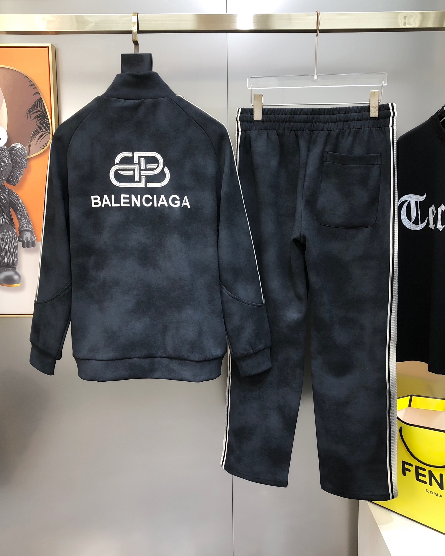 Balenciaga Male Sports Pants Cotton Black Printed M-l-xl