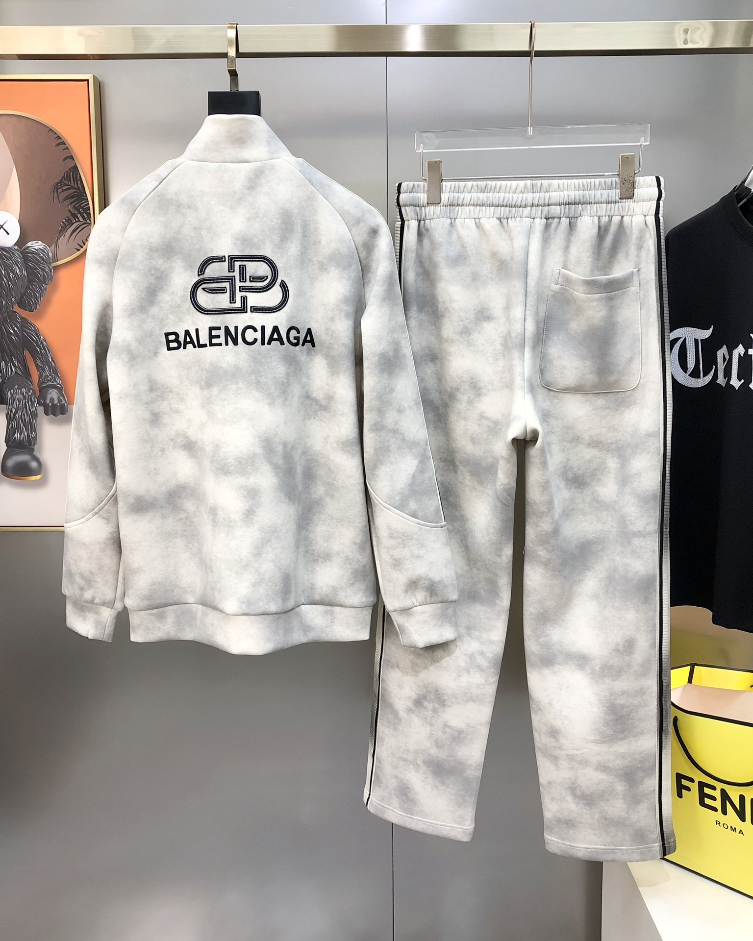 Balenciaga Male Sports Pants Cotton Black Printed M-l-xl