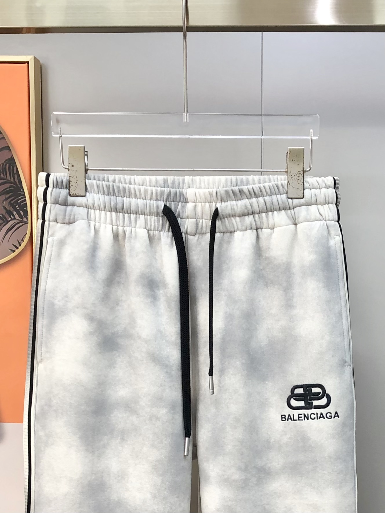 Balenciaga Male Sports Pants Cotton Black Printed M-l-xl