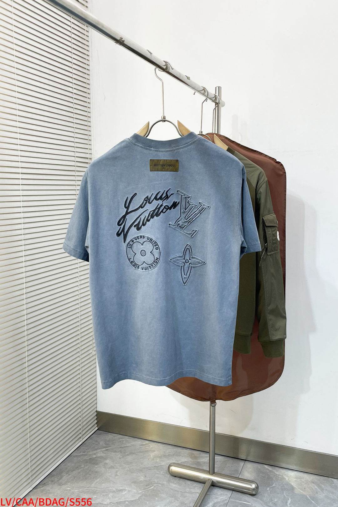 Louis Vuitton Couple Basic Clothing Cotton Blue Printed S-l-xl