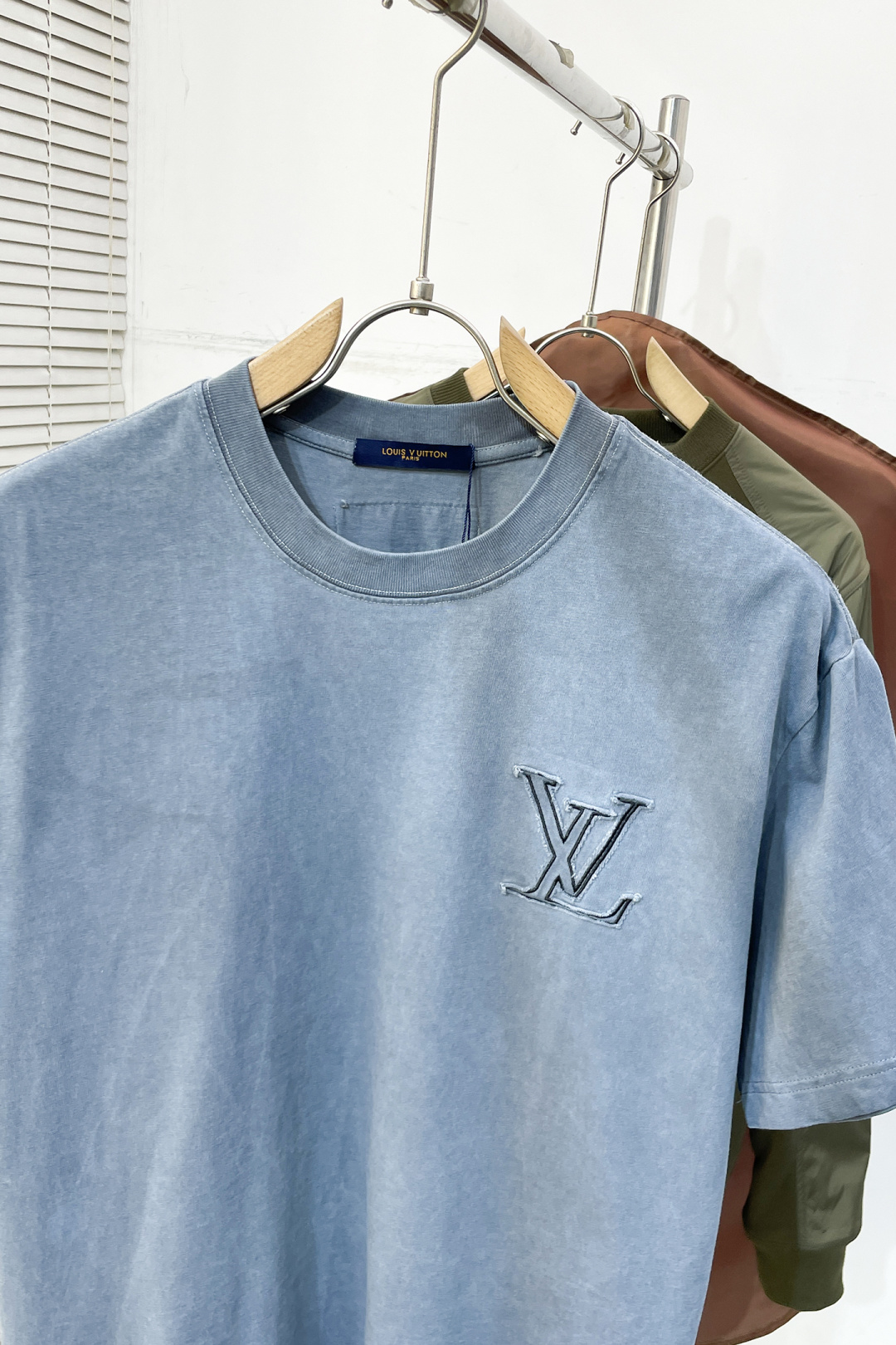 Louis Vuitton Couple Basic Clothing Cotton Blue Printed S-l-xl