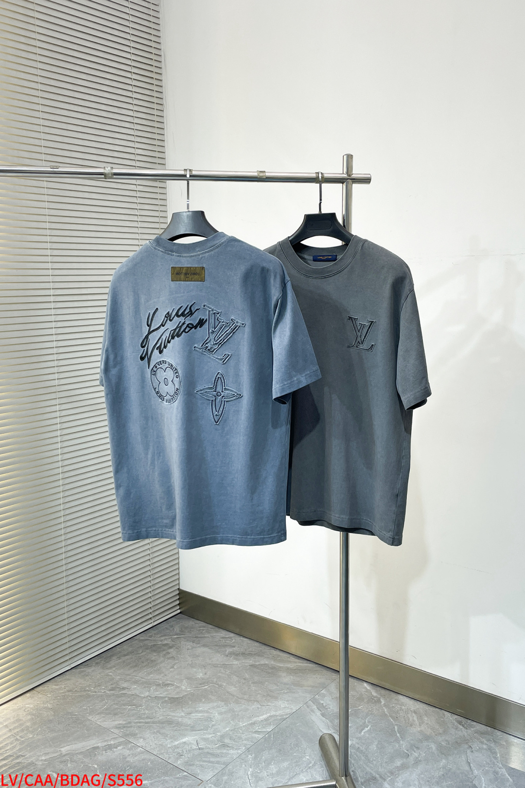 Louis Vuitton Couple Basic Clothing Cotton Blue Printed S-l-xl