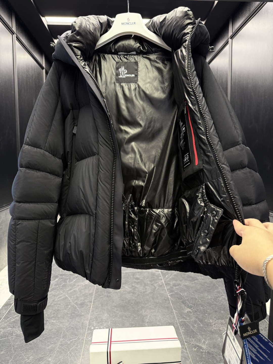 Moncler Male Down Jacket Knitted Black Hooded S-m-l