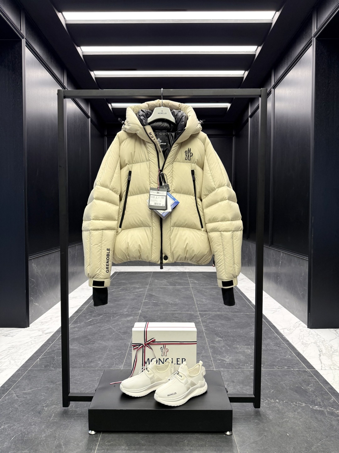 Moncler Male Down Jacket Knitted Black Hooded S-m-l